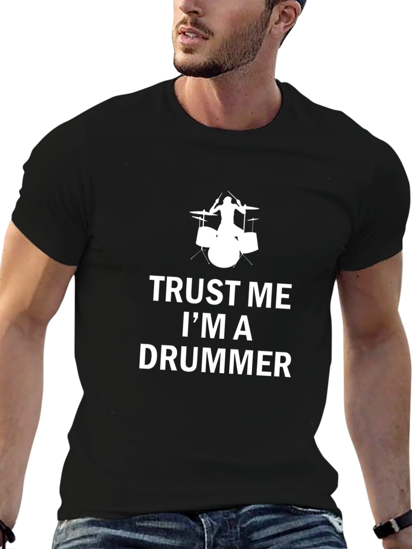 Black Trust Me I'm A Drummer Black T-Shirt view 6