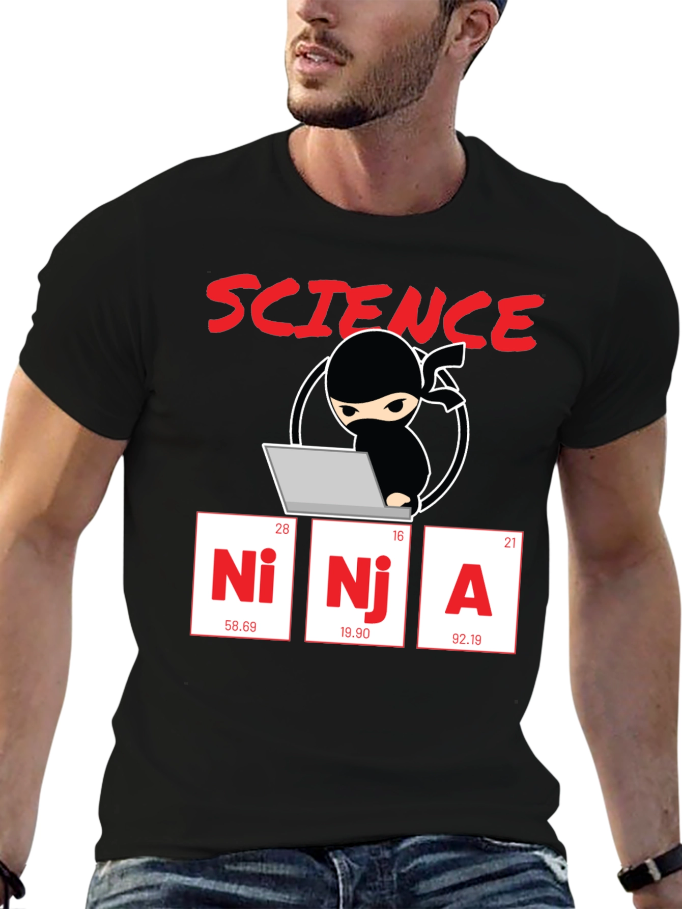 Black Science Ninja Graphic T-Shirt - Geeky Humor Tee view 6