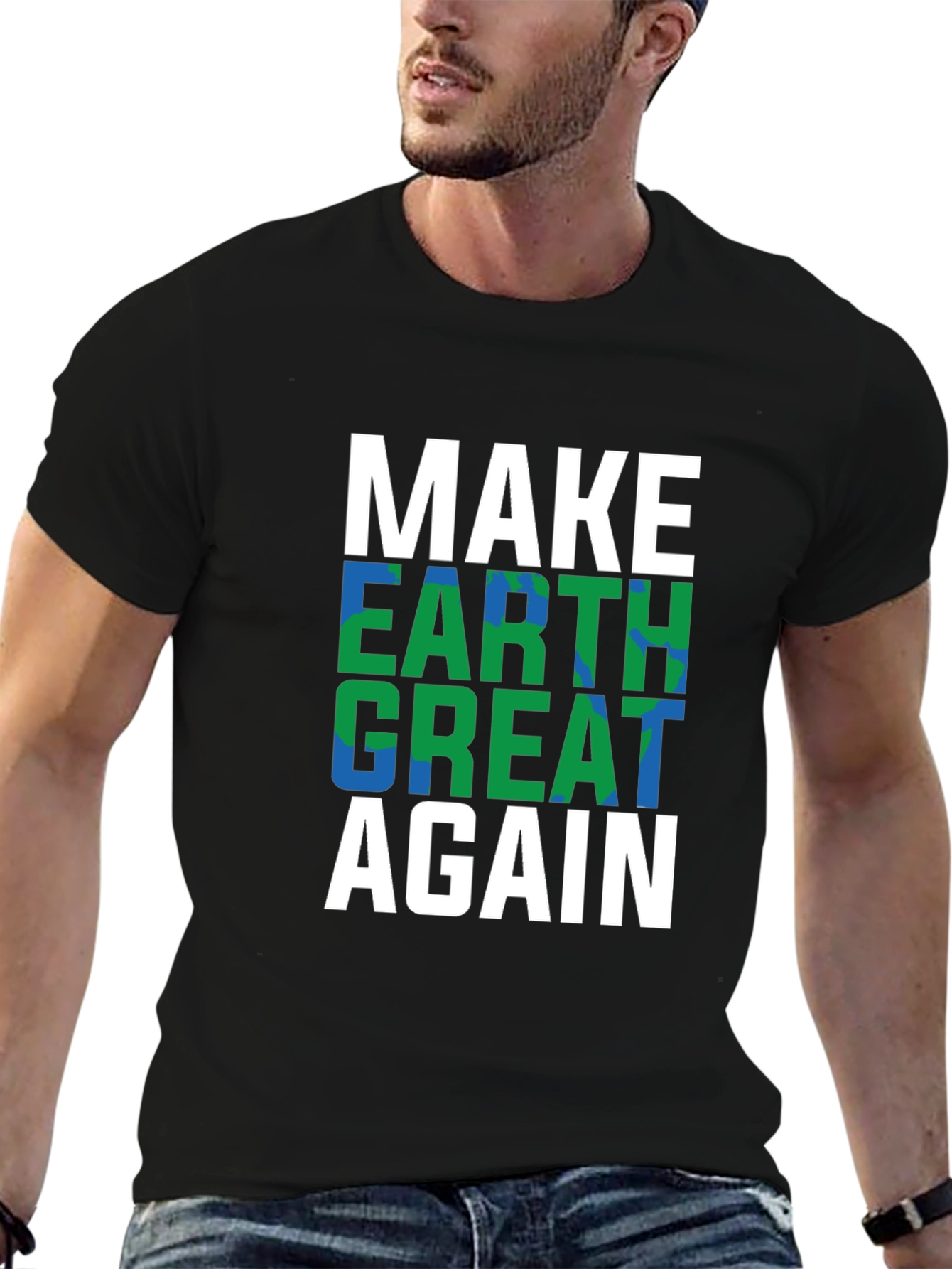 Black Make Earth Great Again T-Shirt view 6