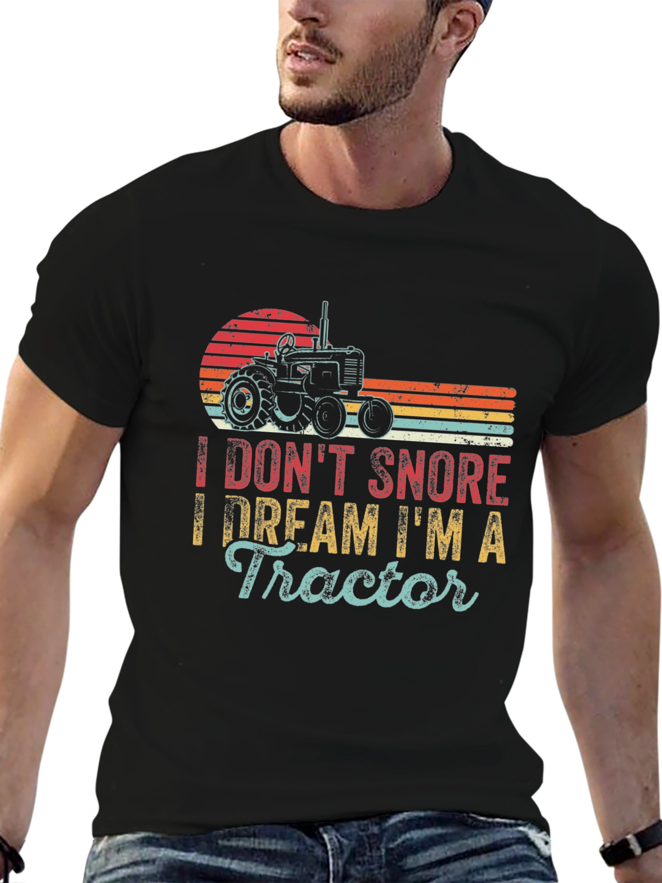 Black I Don't Snore I Dream I'm A Tractor Graphic Tee view 6