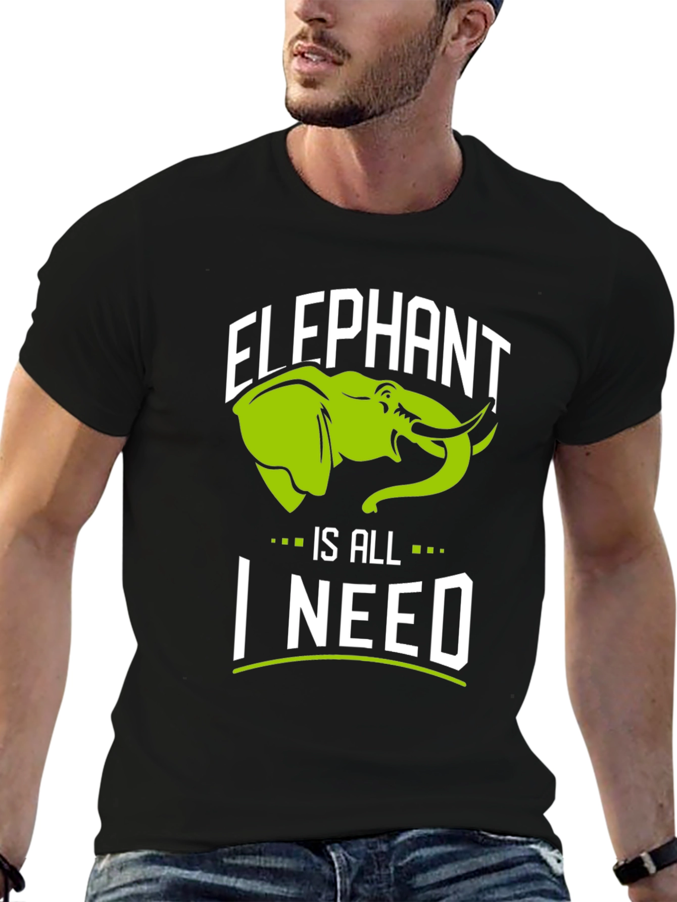 Black Elephant Is All I Need Black Graphic T-Shirt view 6