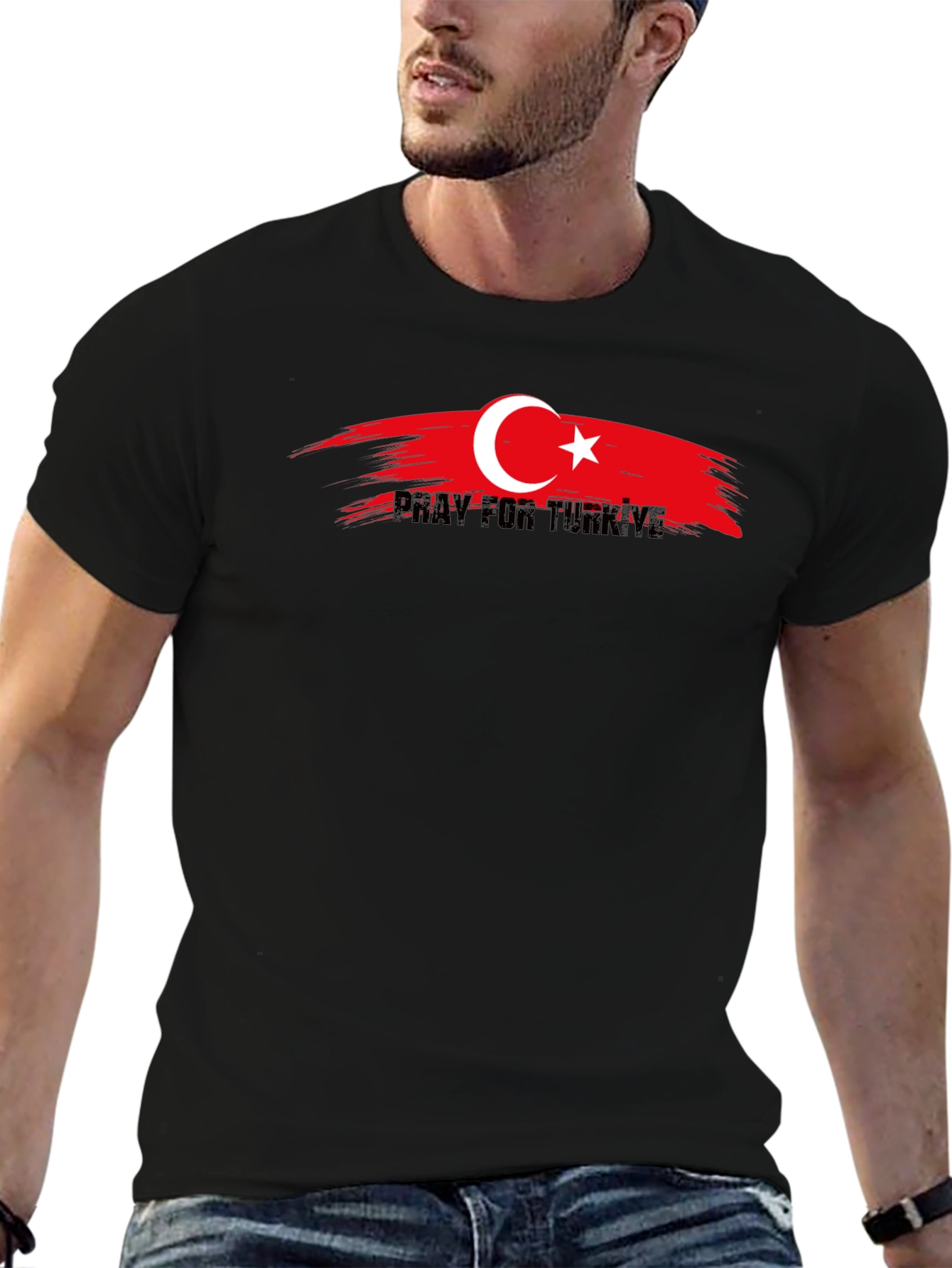 Black Pray for Turkiye Black T-Shirt view 6