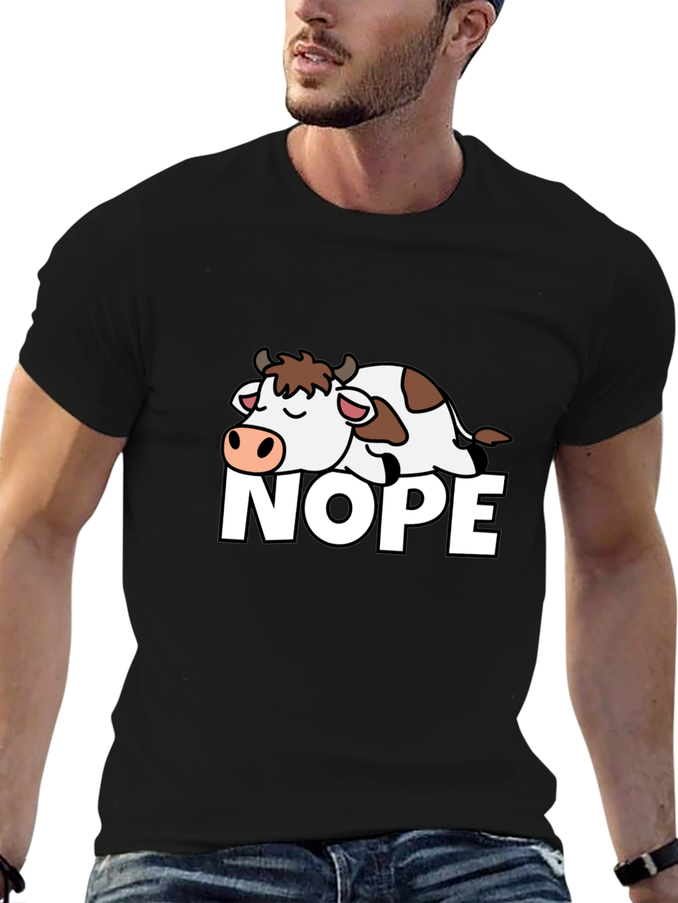 Black Nope Cow T-Shirt - Lazy Day Style view 6