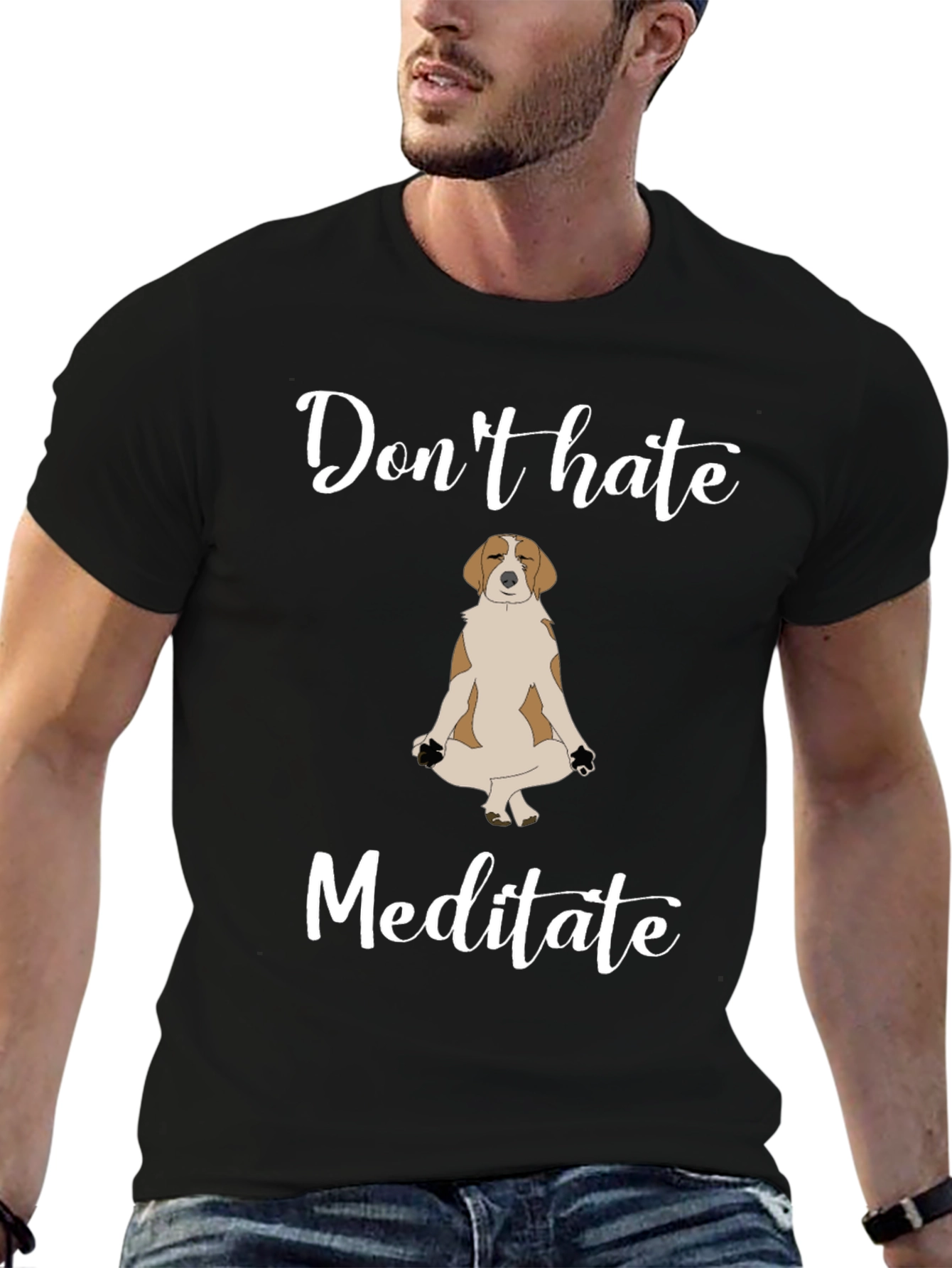 Black Don't Hate Meditate Graphic Tee - Unisex Cotton T-Shirt view 6