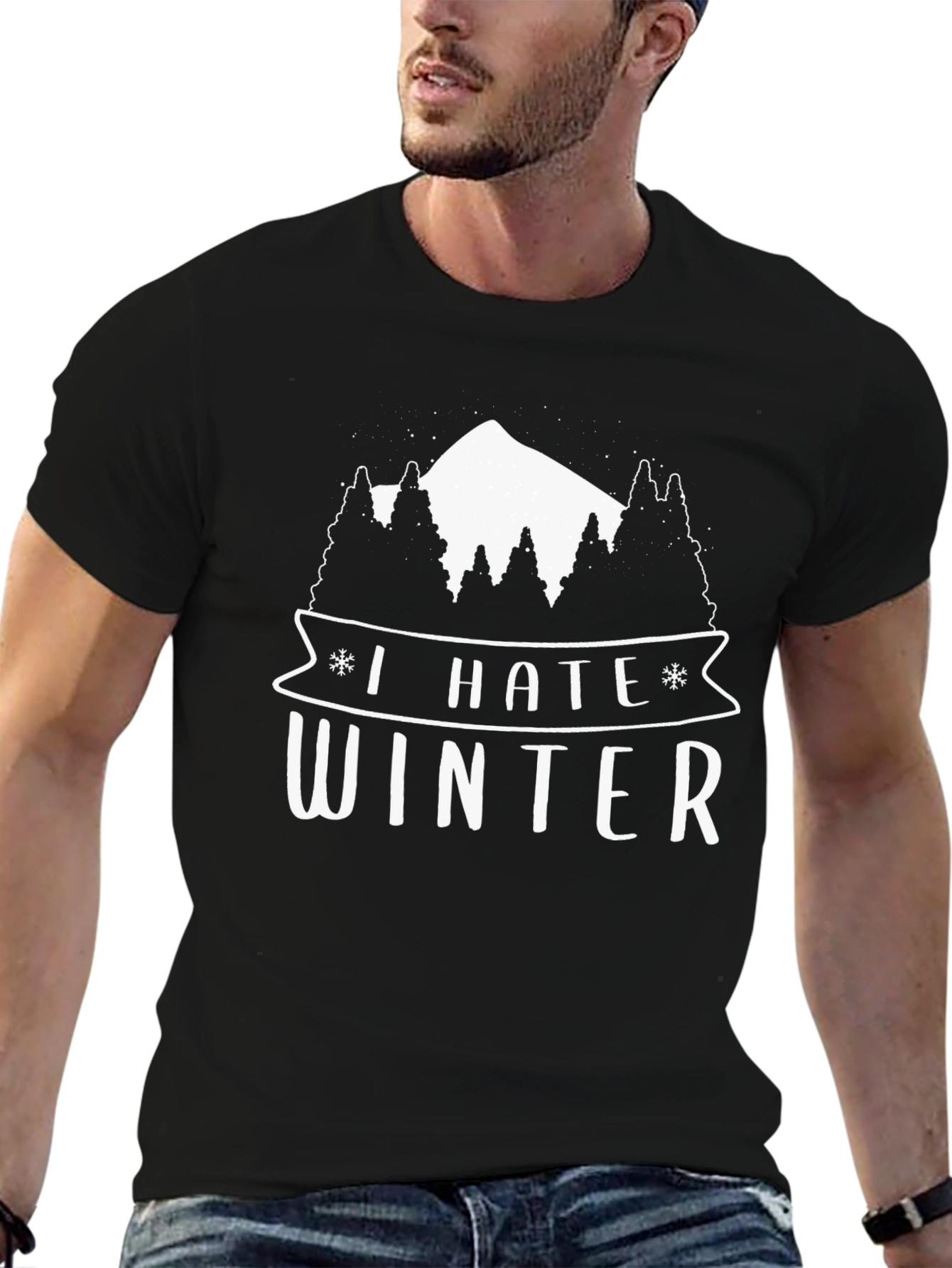 Black I Hate Winter Graphic Tee - Black Short Sleeve view 6