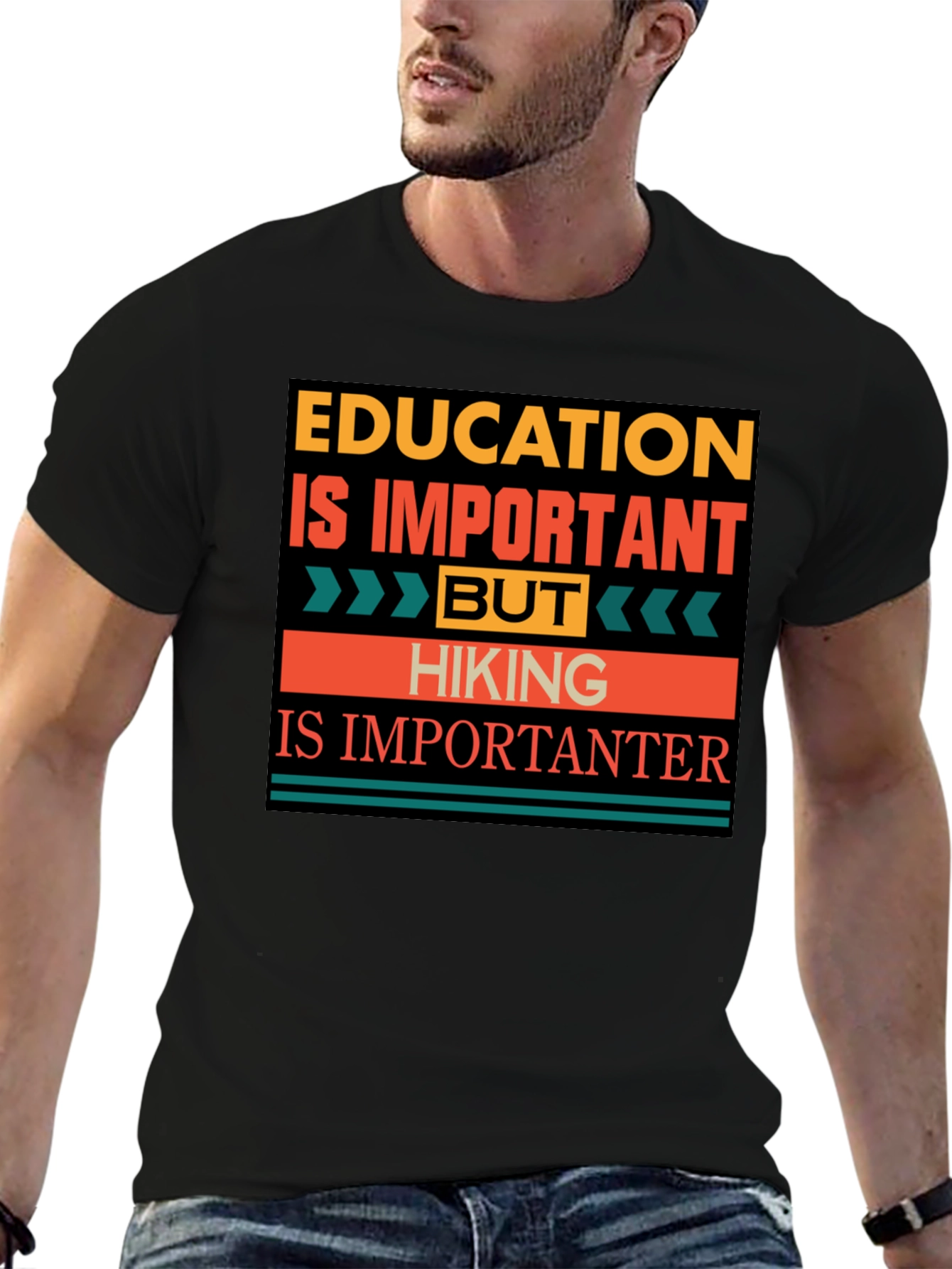 Black Education vs. Hiking Graphic Tee - Hiking is Importanter! view 6