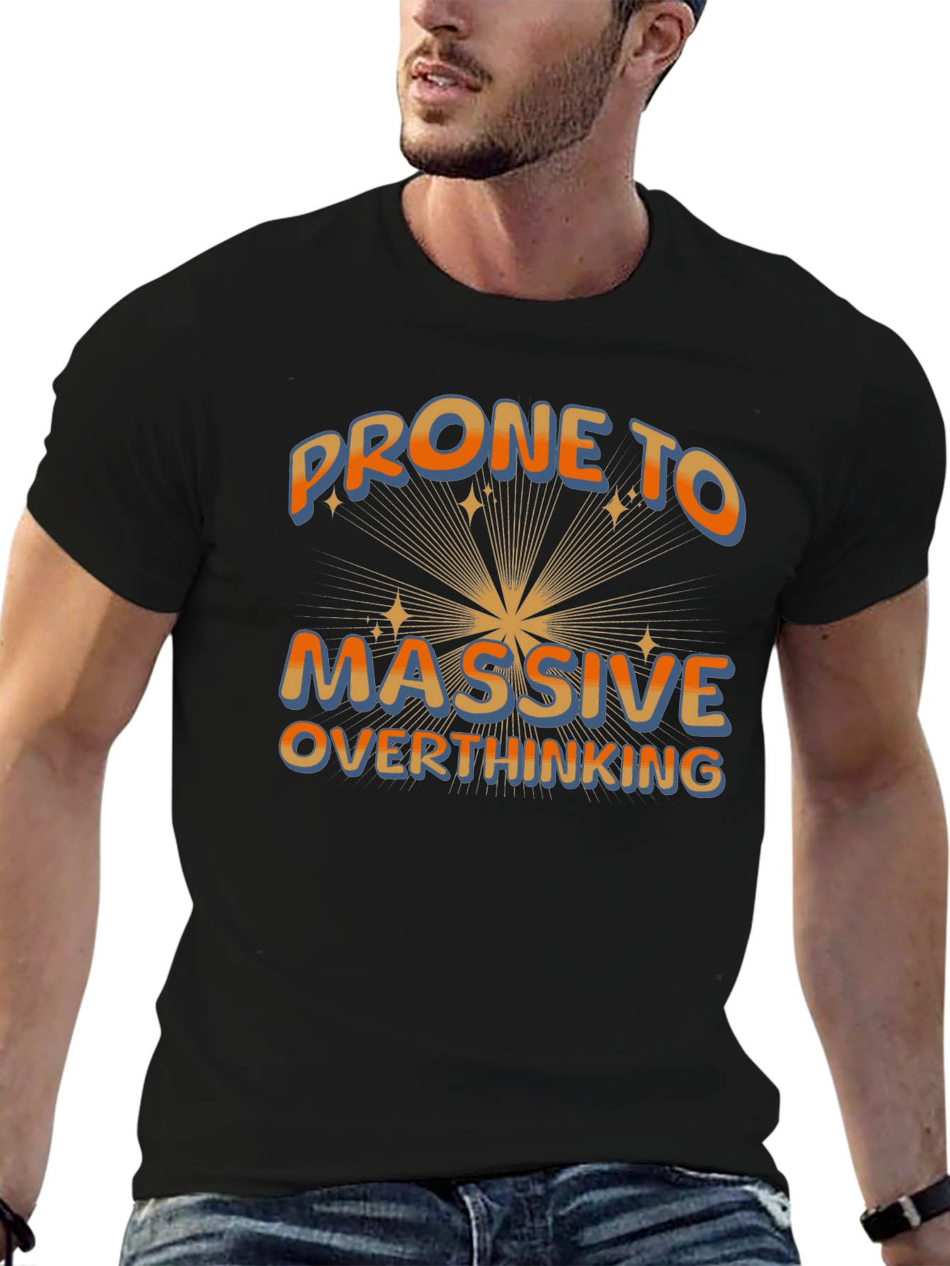 Black Prone To Massive Overthinking T-Shirt view 6