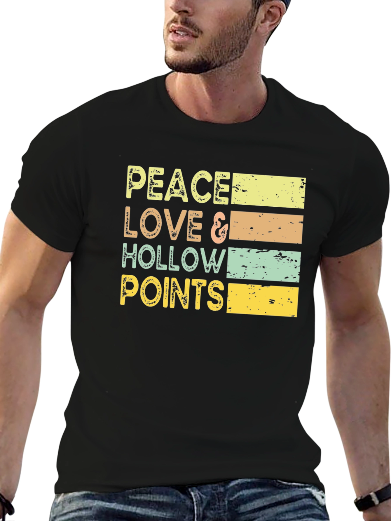 Black Peace Love Hollow Points Graphic Tee view 6