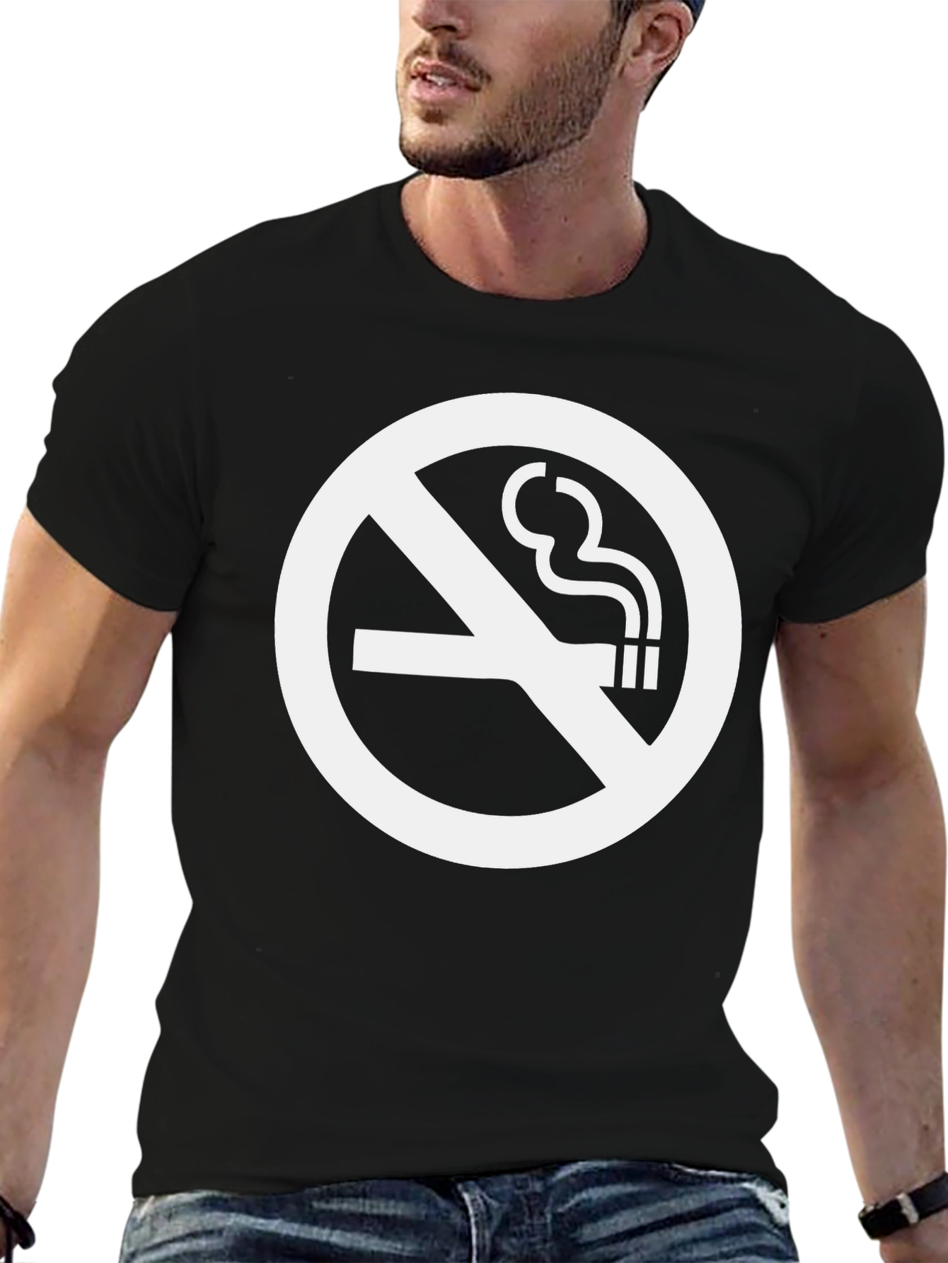 Black No Smoking Graphic Tee - Classic Black T-Shirt view 6