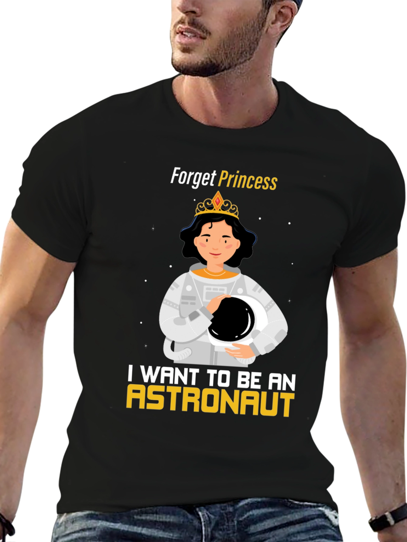 Black Forget Princess, Astronaut T-Shirt view 6