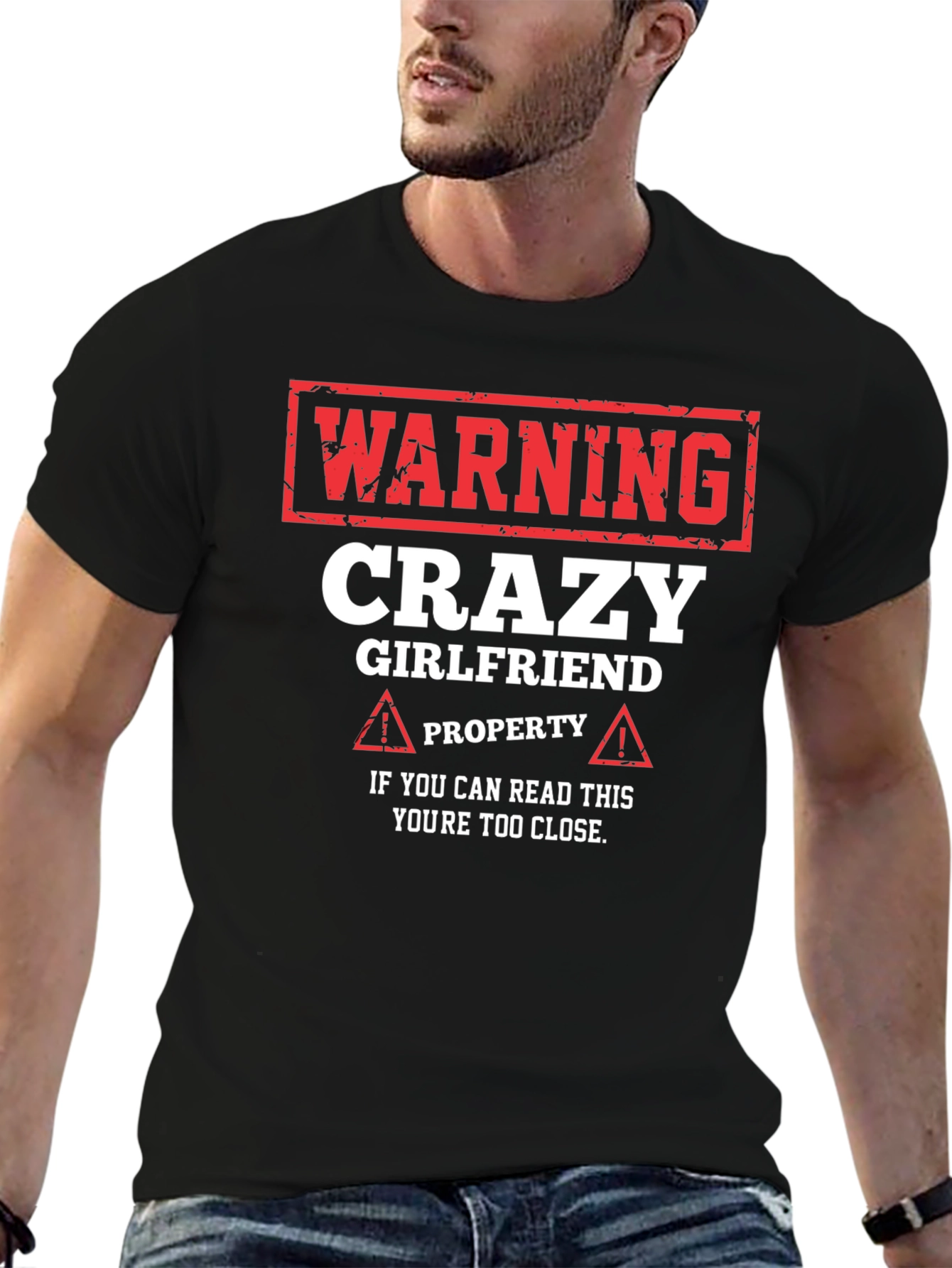 Black Warning Crazy Girlfriend Property Graphic Tee view 6