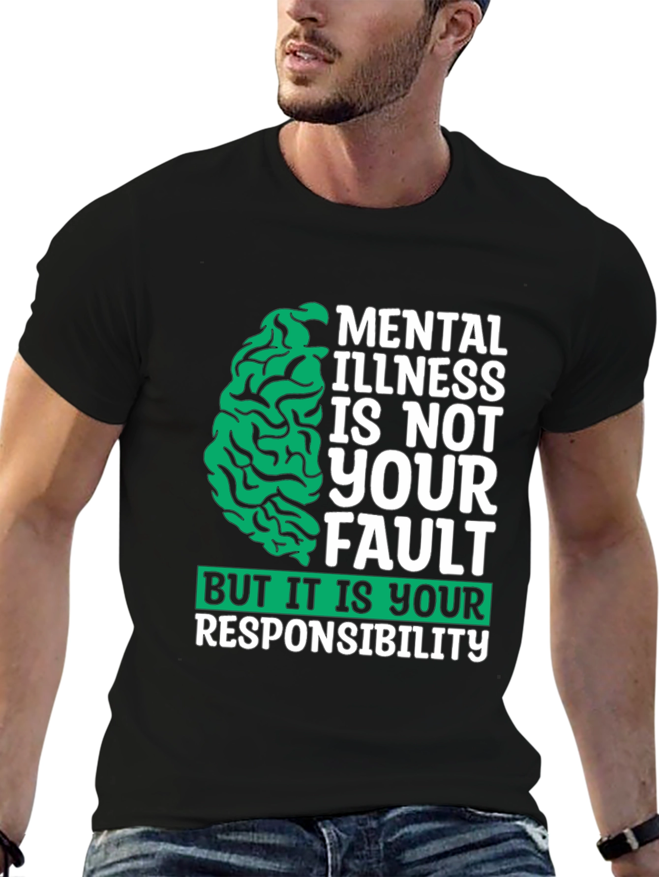 Black Mental Health Responsibility Graphic Tee view 6