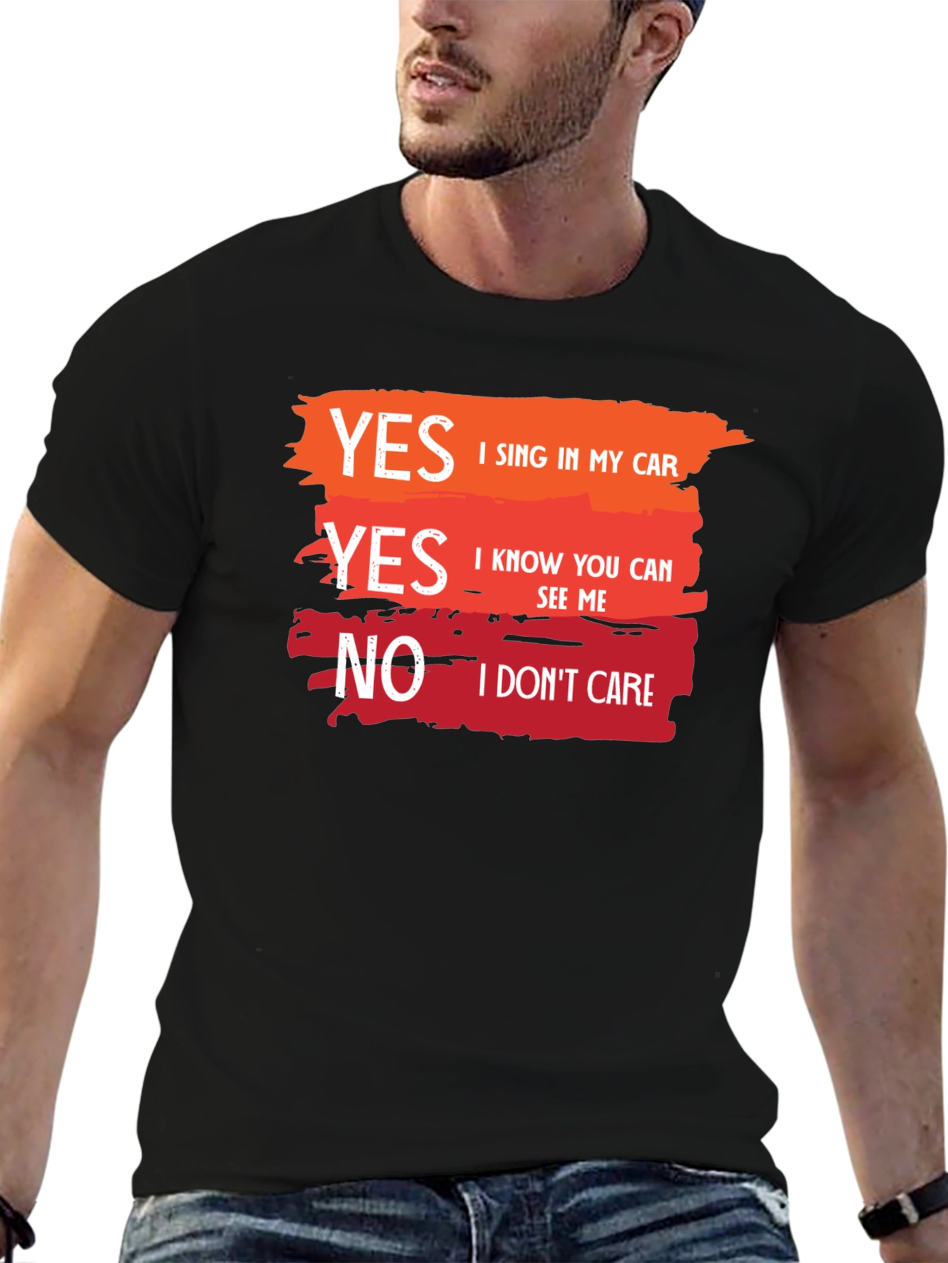 Black Yes I Sing In My Car Novelty Graphic T-Shirt view 6