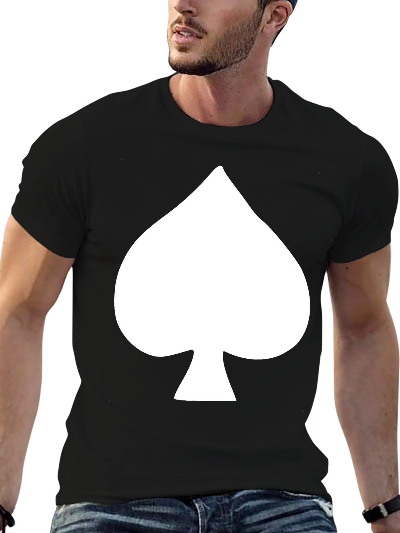 Black Spade Graphic Tee - Cool Black Cotton T-Shirt view 6