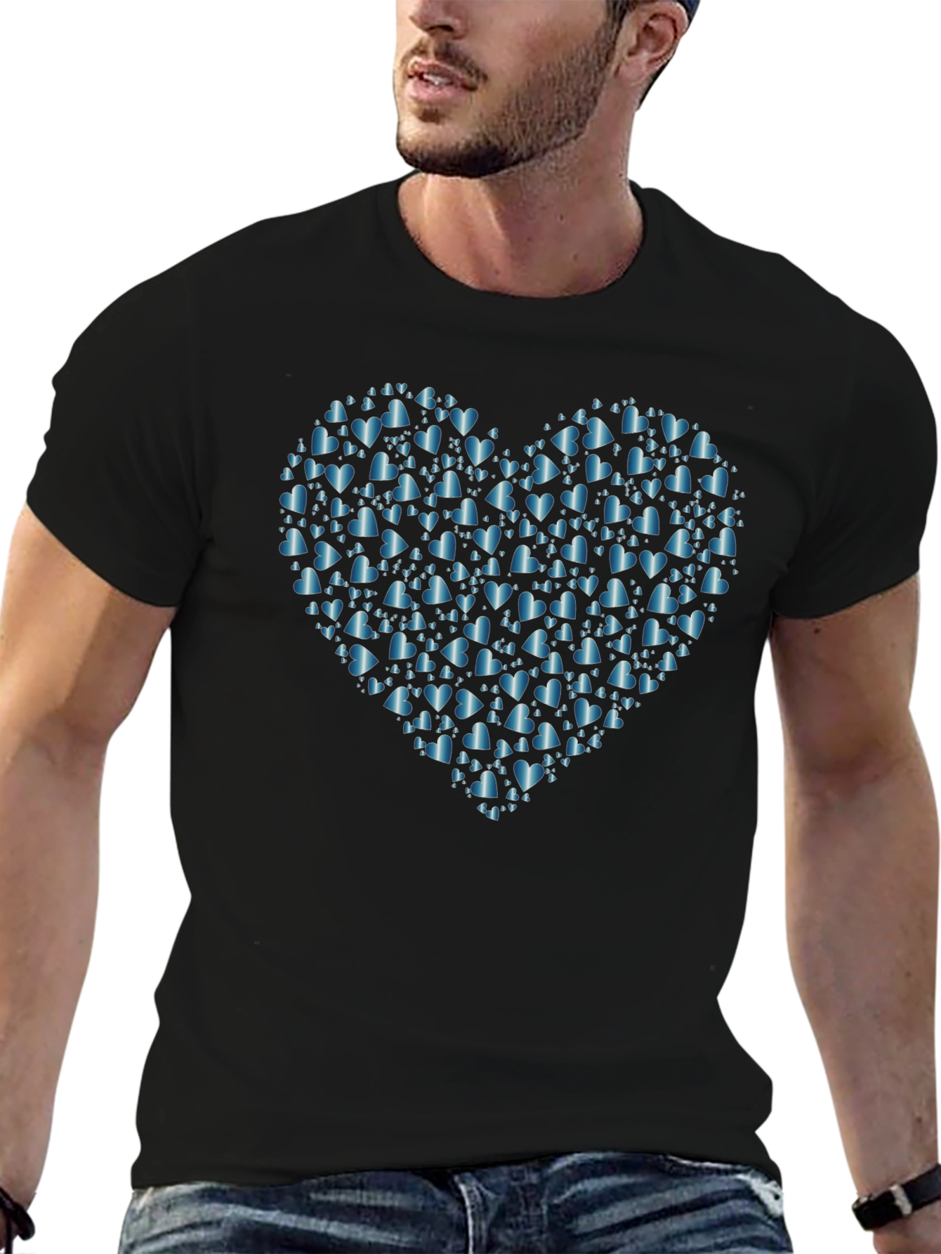 Black Heart of Hearts Tee - Black Cotton Casual Wear view 6