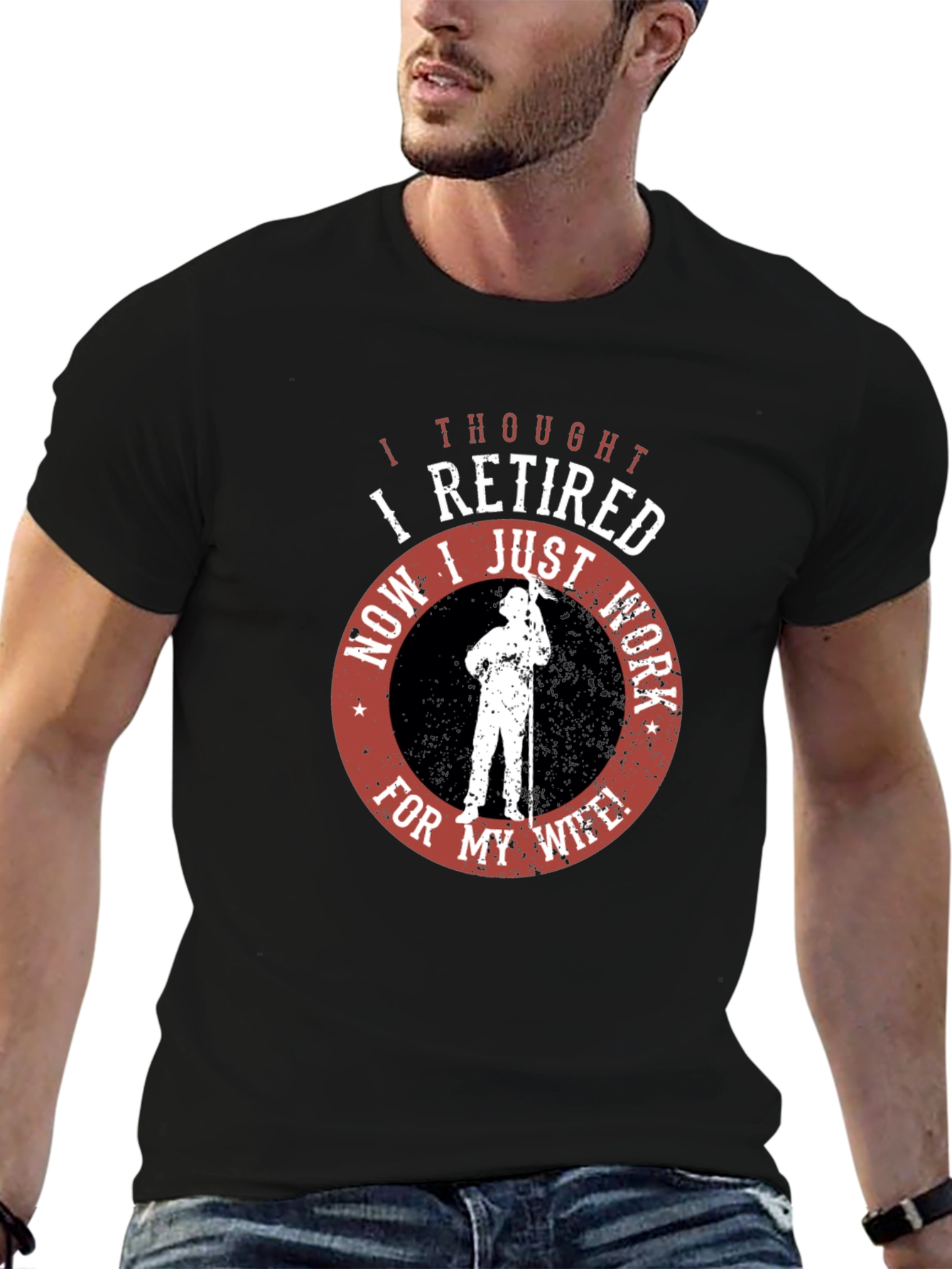 Black Retired? Now I Work For My Wife Black T-Shirt view 6