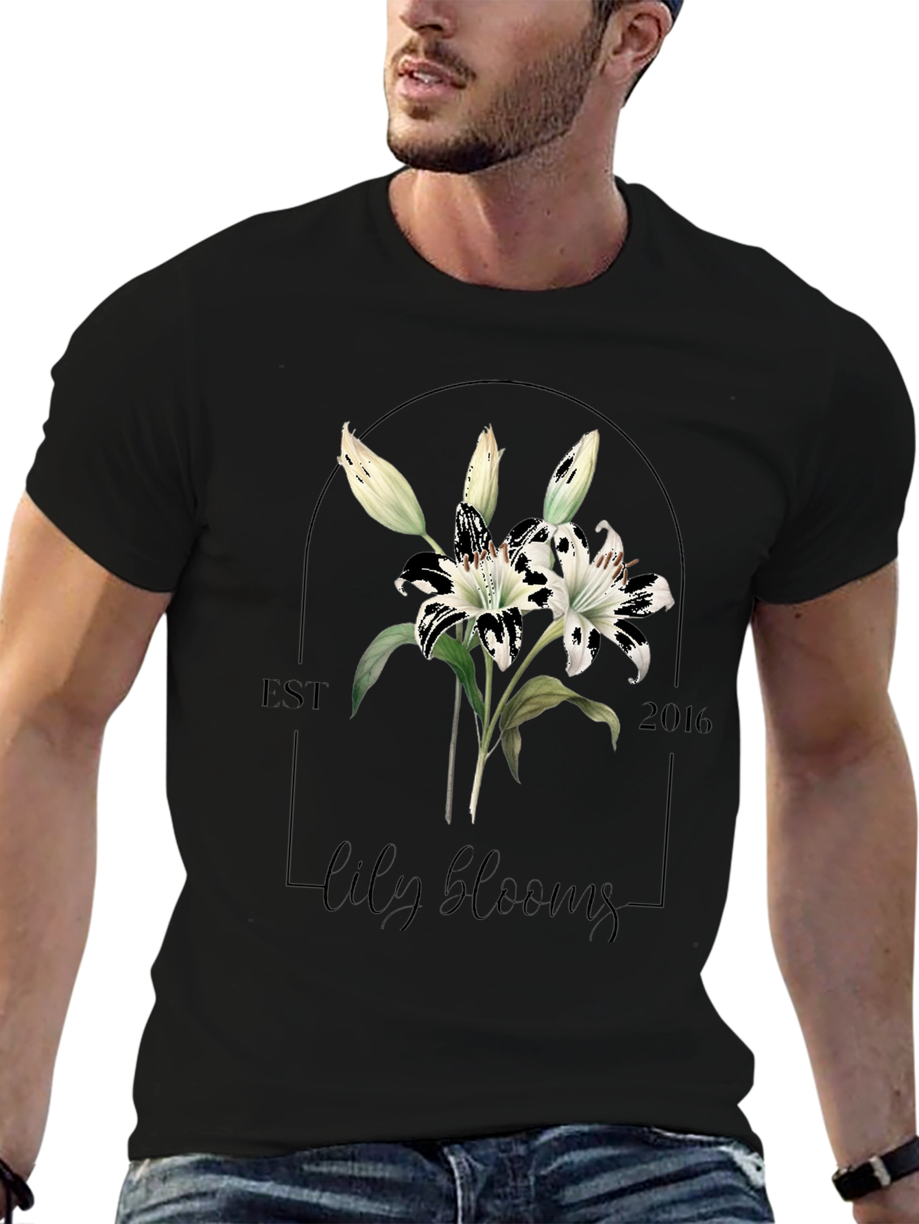 Black Lily Blooms Graphic Tee - Black view 6