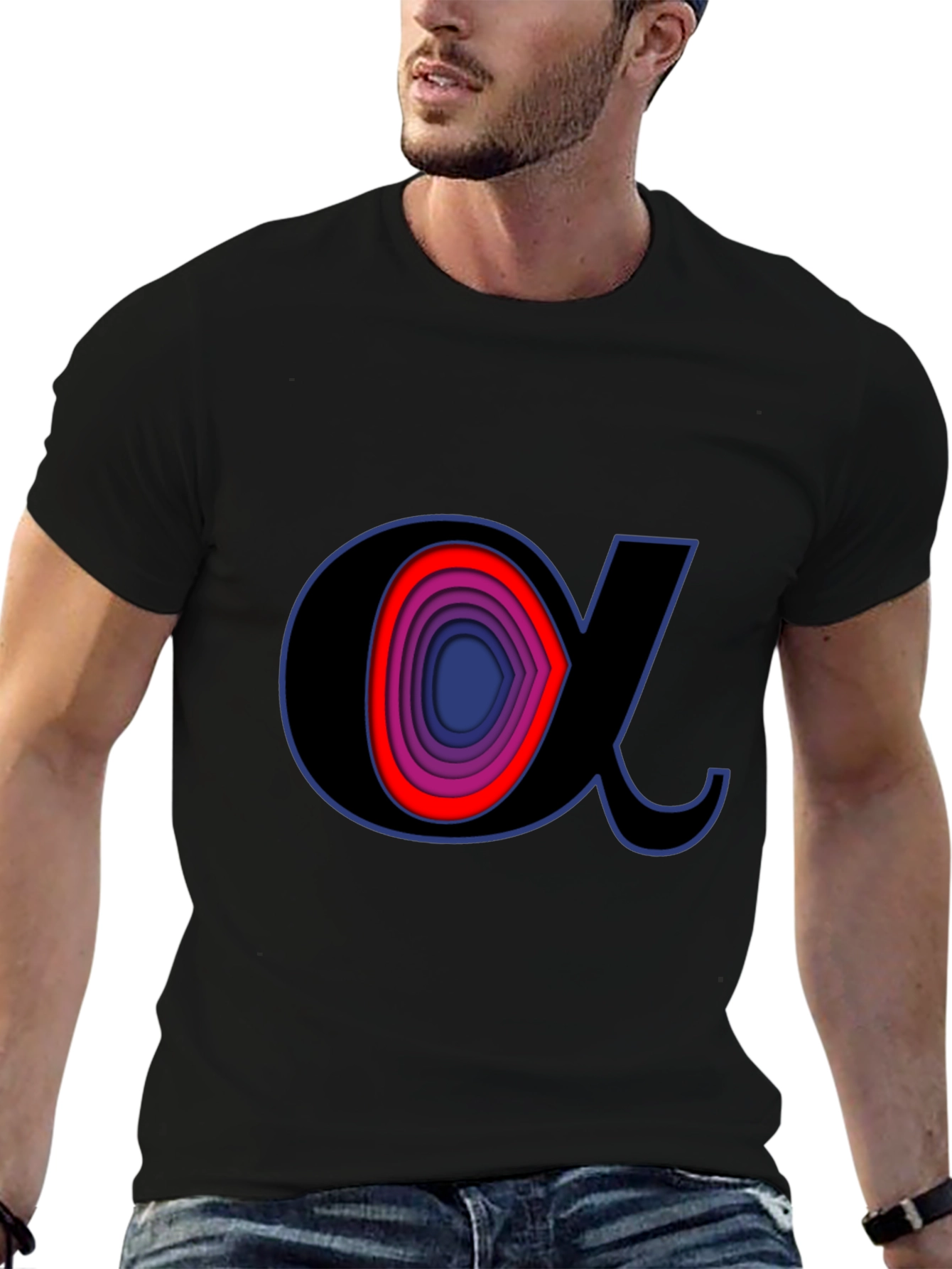 Alpha Symbol Graphic Tee - Stylish Black T-Shirt - 6