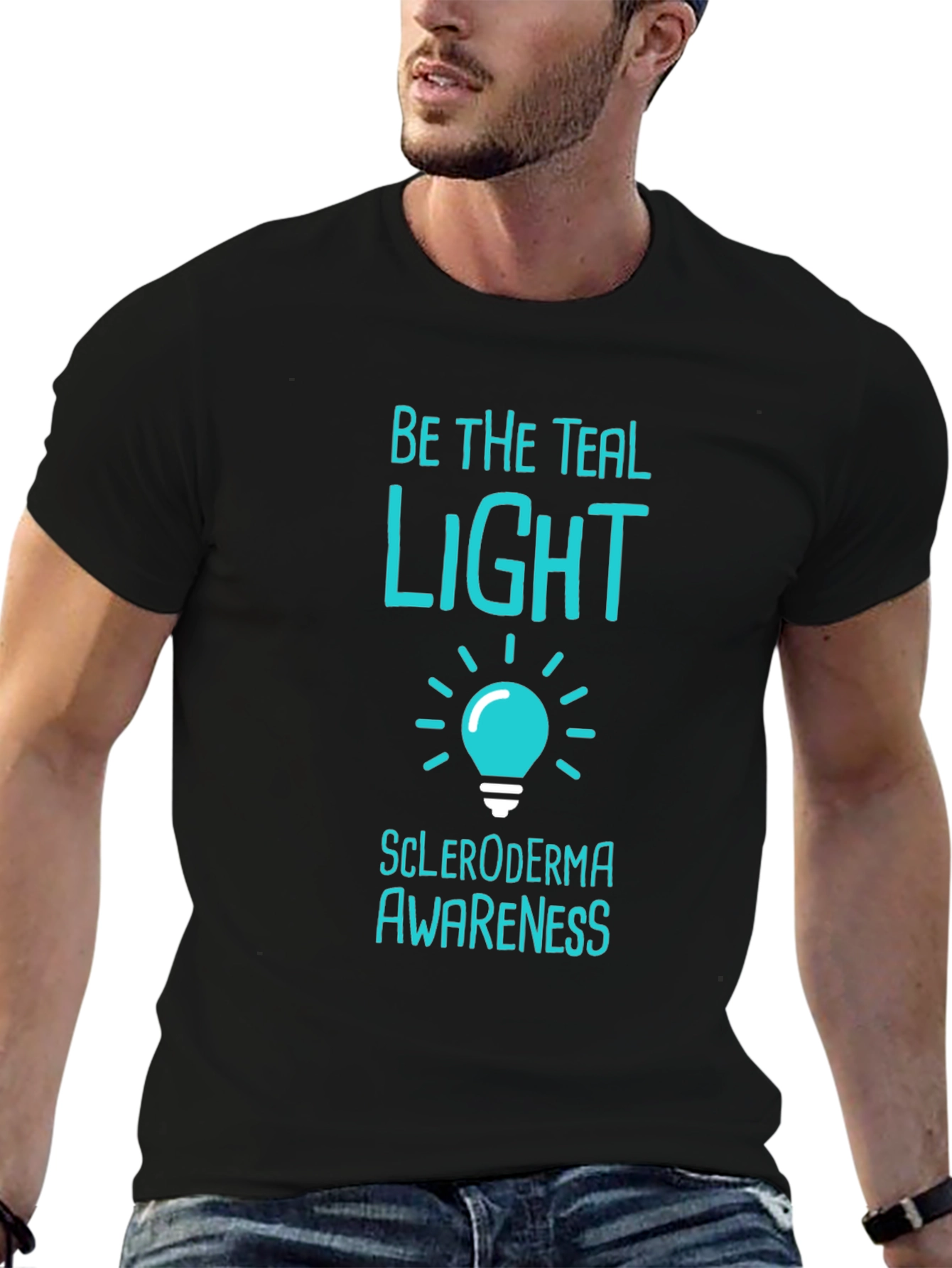 Black Be The Teal Light Scleroderma Awareness T-Shirt view 6