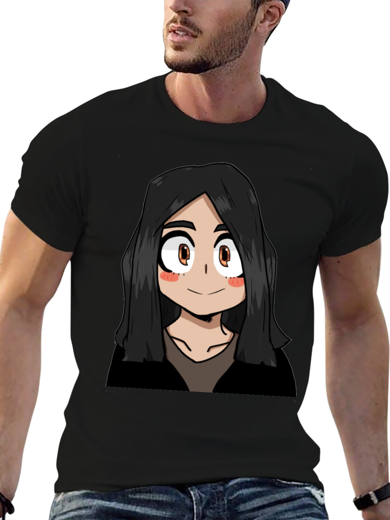 Black Anime Girl Graphic Black T-Shirt view 6