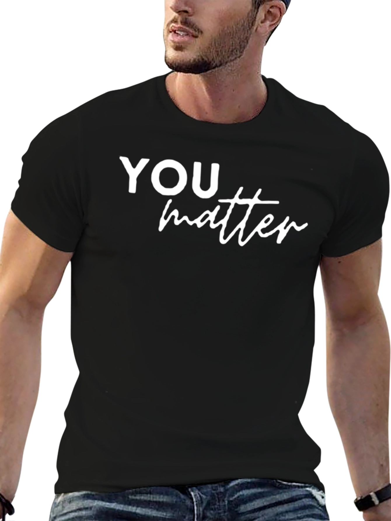 Black You Matter Graphic Tee - Motivational Black T-Shirt view 6