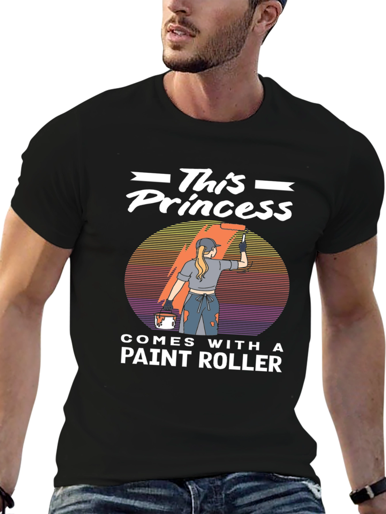 Black This Princess Comes With A Paint Roller T-Shirt view 6