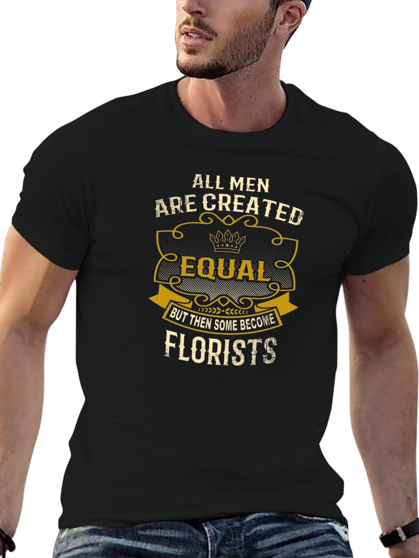 Black All Men Are Created Equal Florist T-Shirt view 6