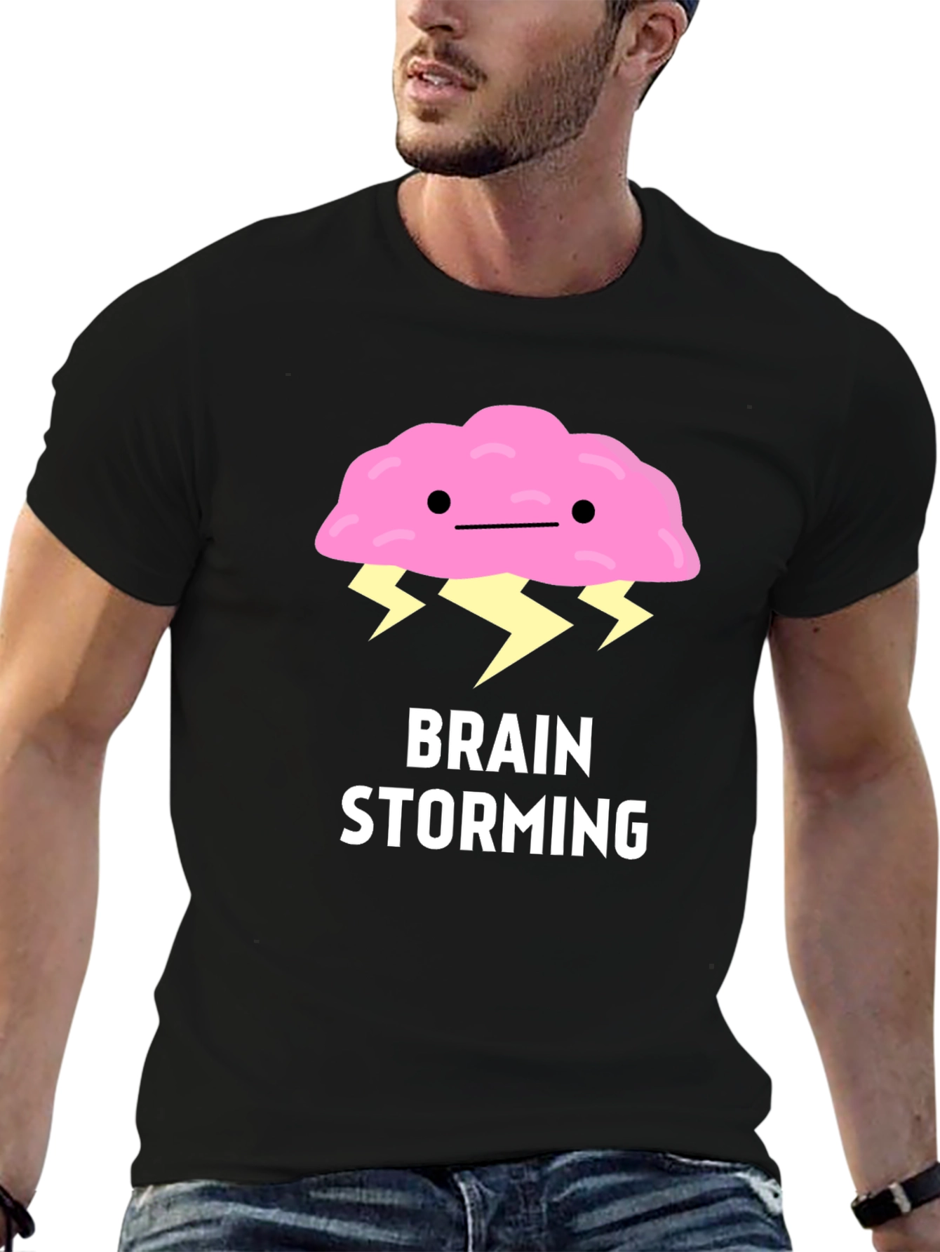 Black Brain Storming Graphic T-Shirt view 6