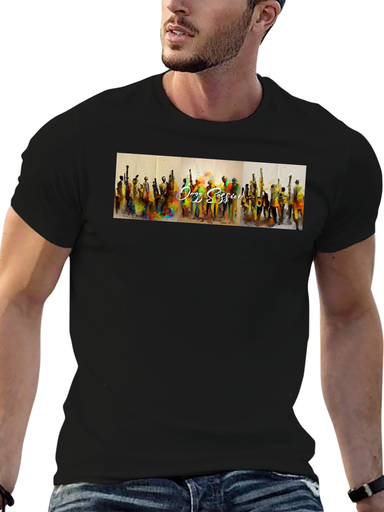 Black Jazz Session Black T-Shirt - Music Lovers view 6