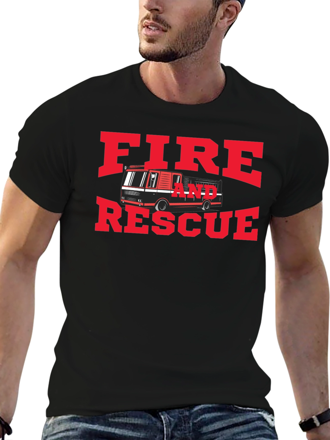 Black Fire and Rescue Graphic T-Shirt view 6