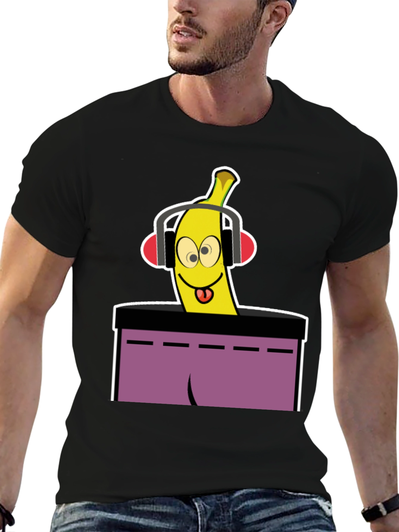 Black DJ Banana T-Shirt - Quirky Graphic Tee view 6