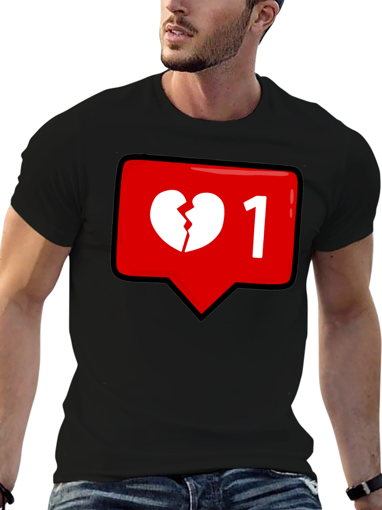 Black Broken Heart Single Like Black T-Shirt view 6