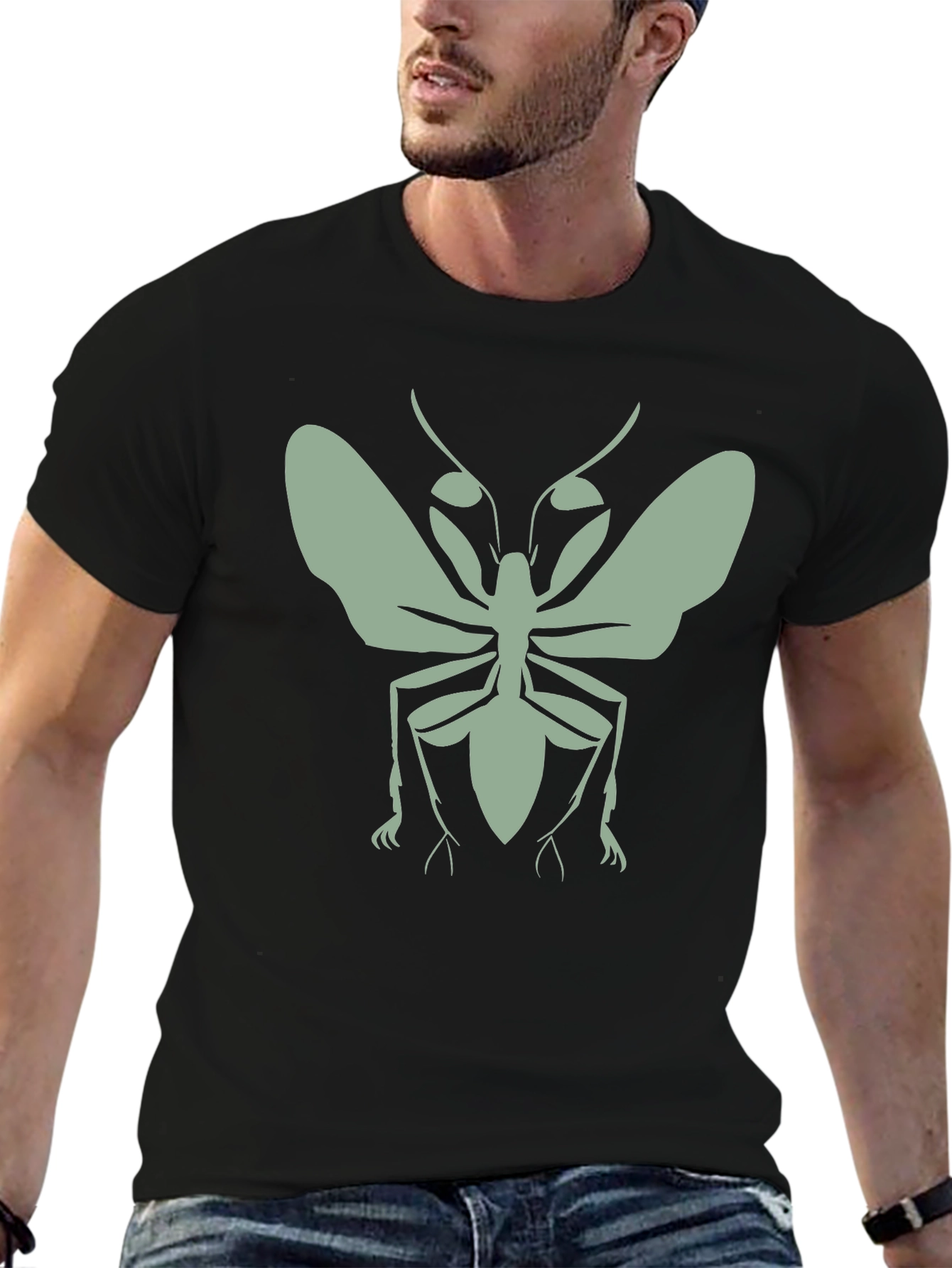 Black Insect Graphic Tee - Black Cotton T-Shirt view 6