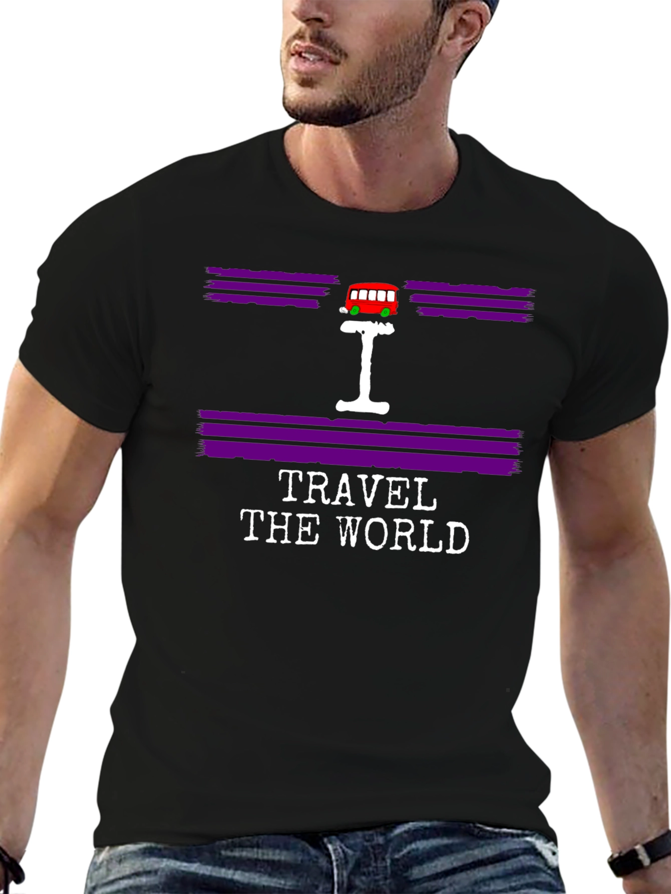 Black Travel the World Graphic T-Shirt - Black view 6