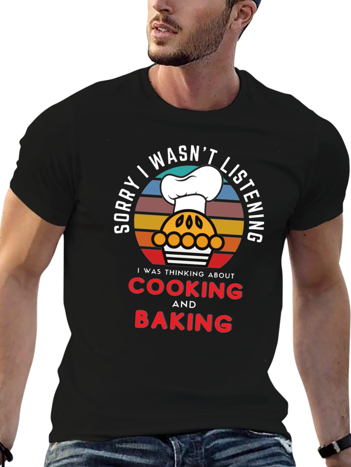 Black Cooking & Baking T-Shirt, Funny Chef Tee view 6