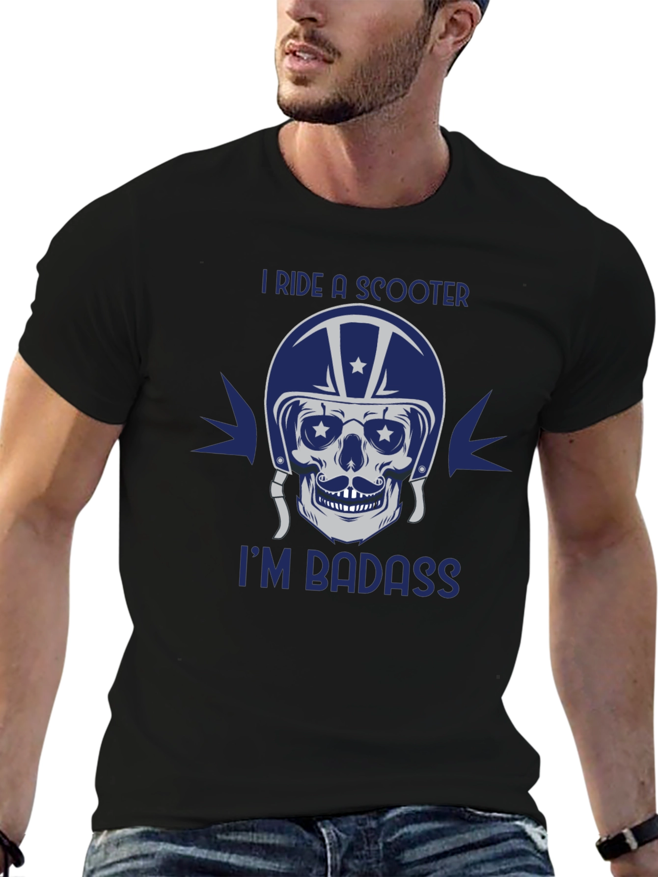 Black I Ride a Scooter, I'm Badass T-Shirt view 6