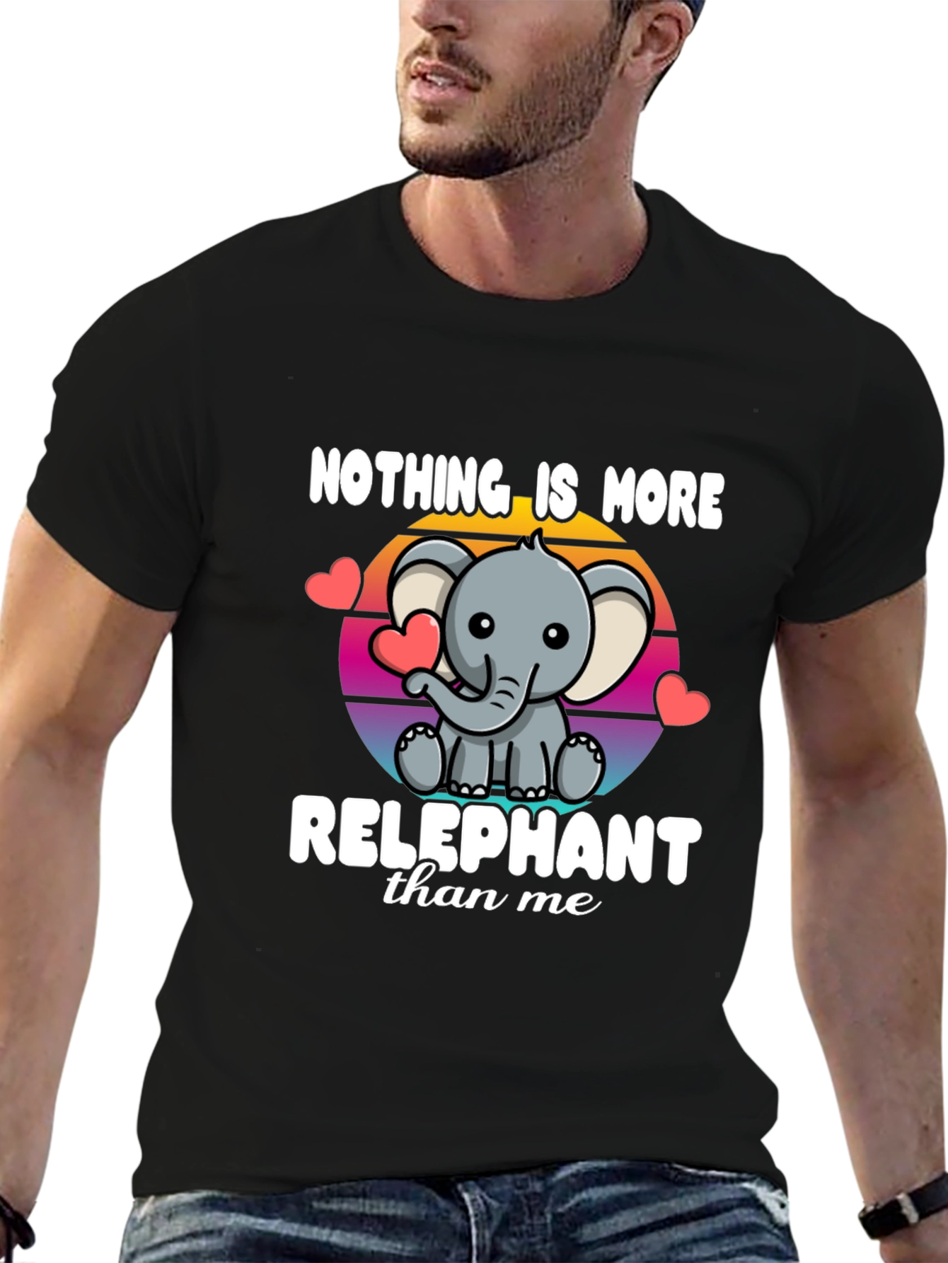 Black Relephant T-Shirt - Cute Elephant Design view 6