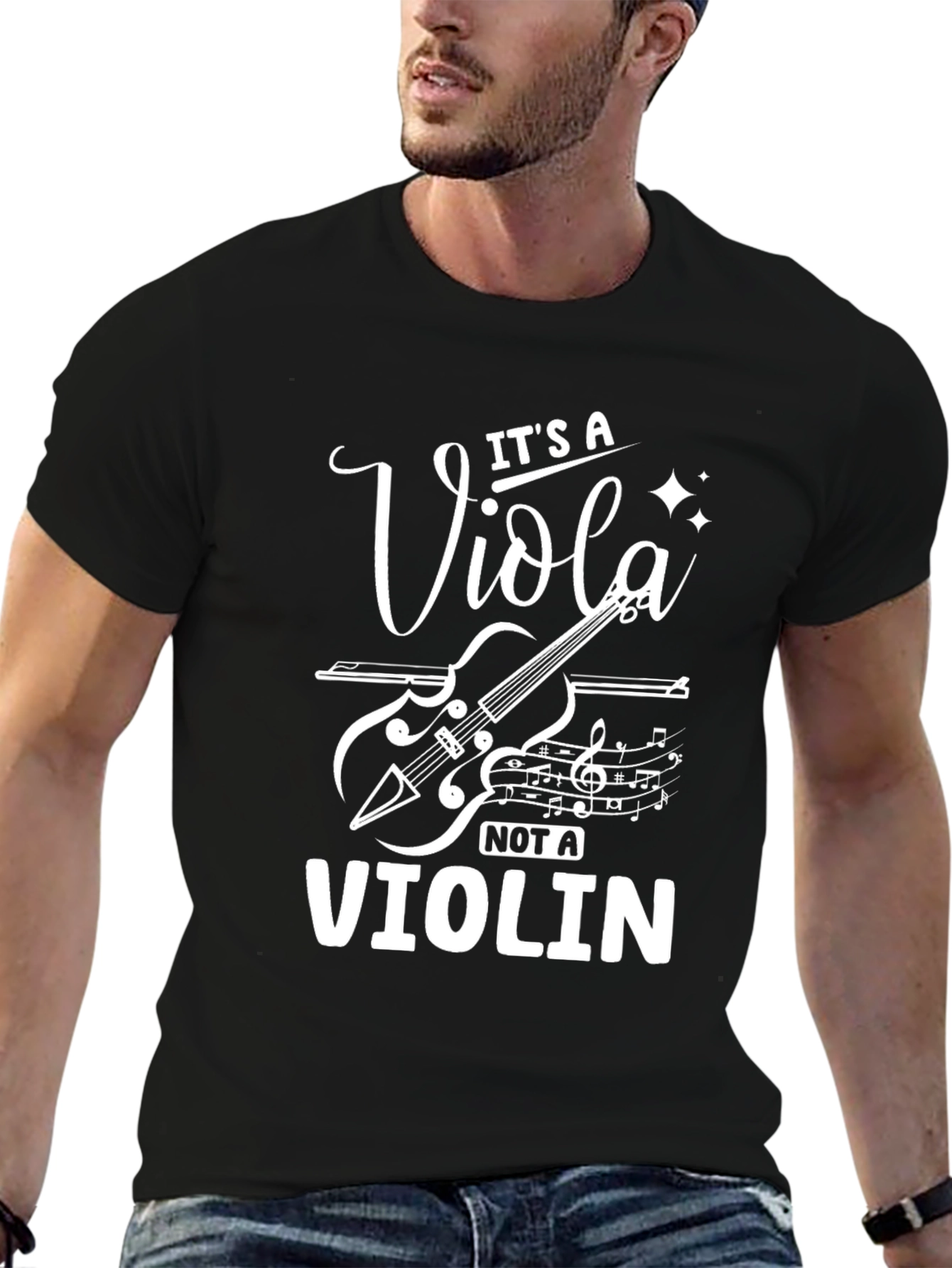 Black It's a Viola Not a Violin Funny Musician T-Shirt view 6