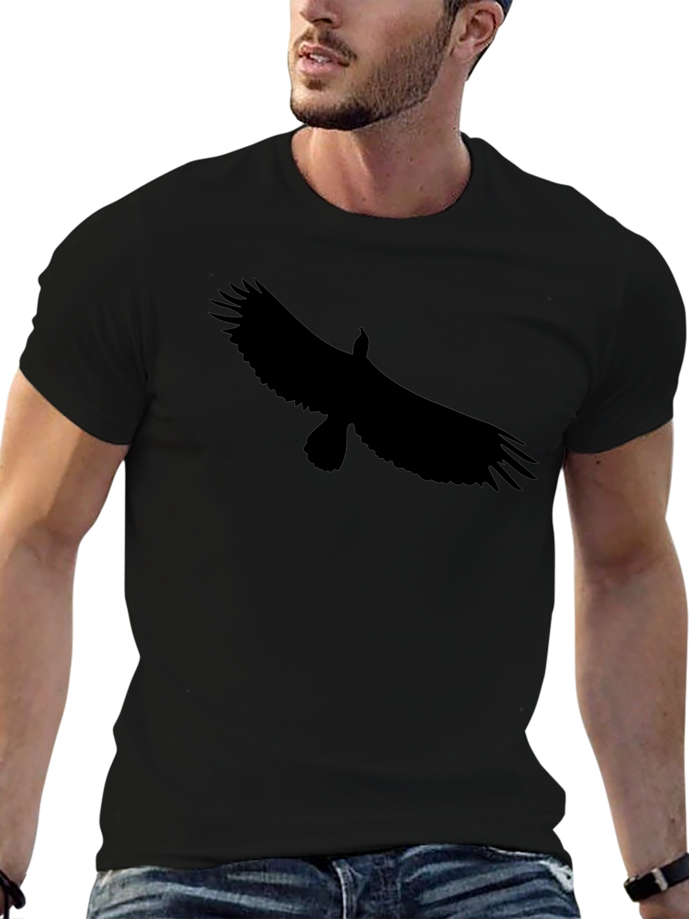 Black Men's Black Eagle Graphic Tee - Stylish Casual Wear view 6