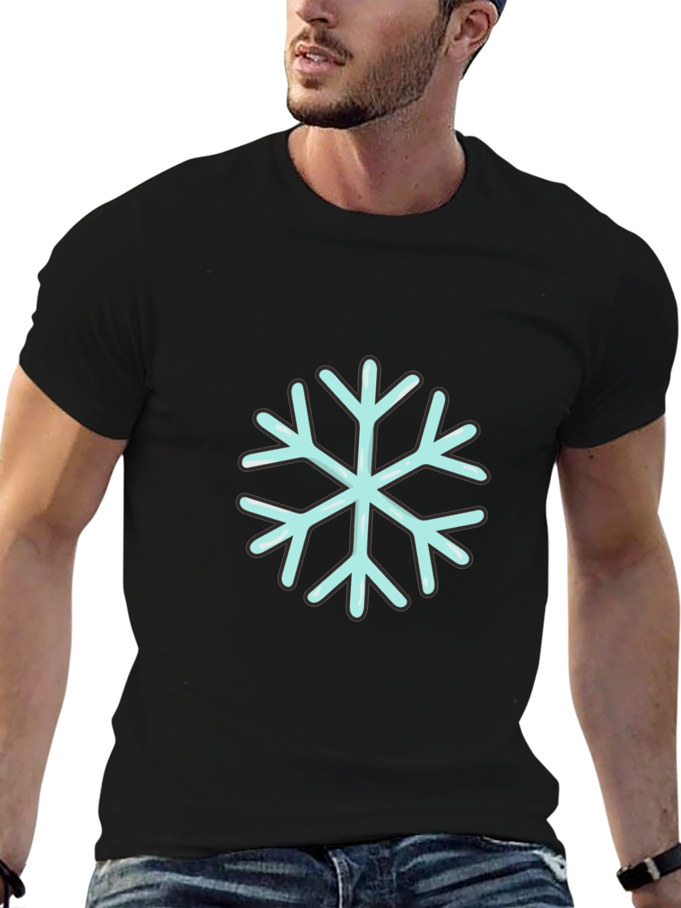 Black Snowflake Graphic Tee - Black view 6