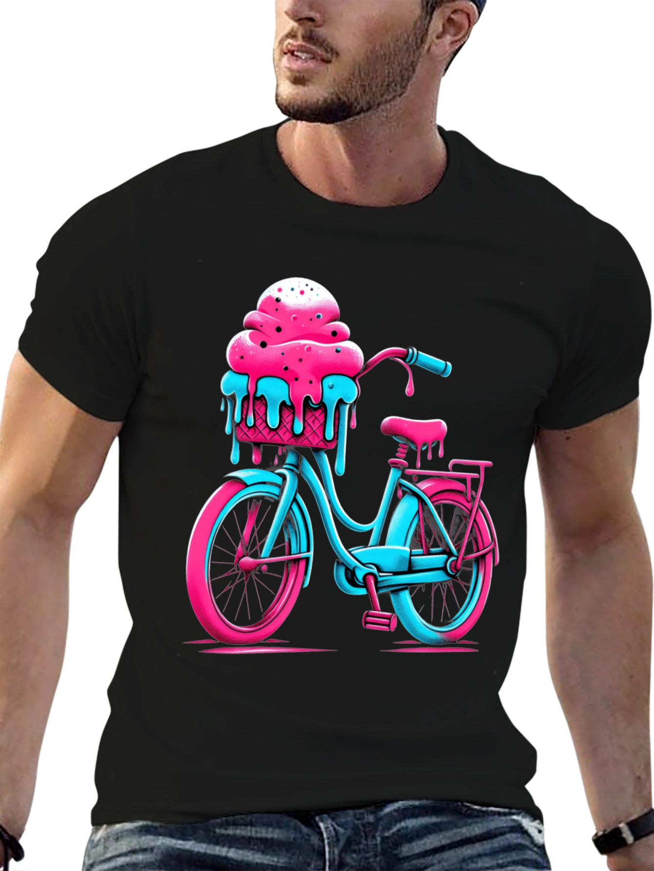 Black Ice Cream Bike Graphic Tee - Cool Summer Vibes view 6