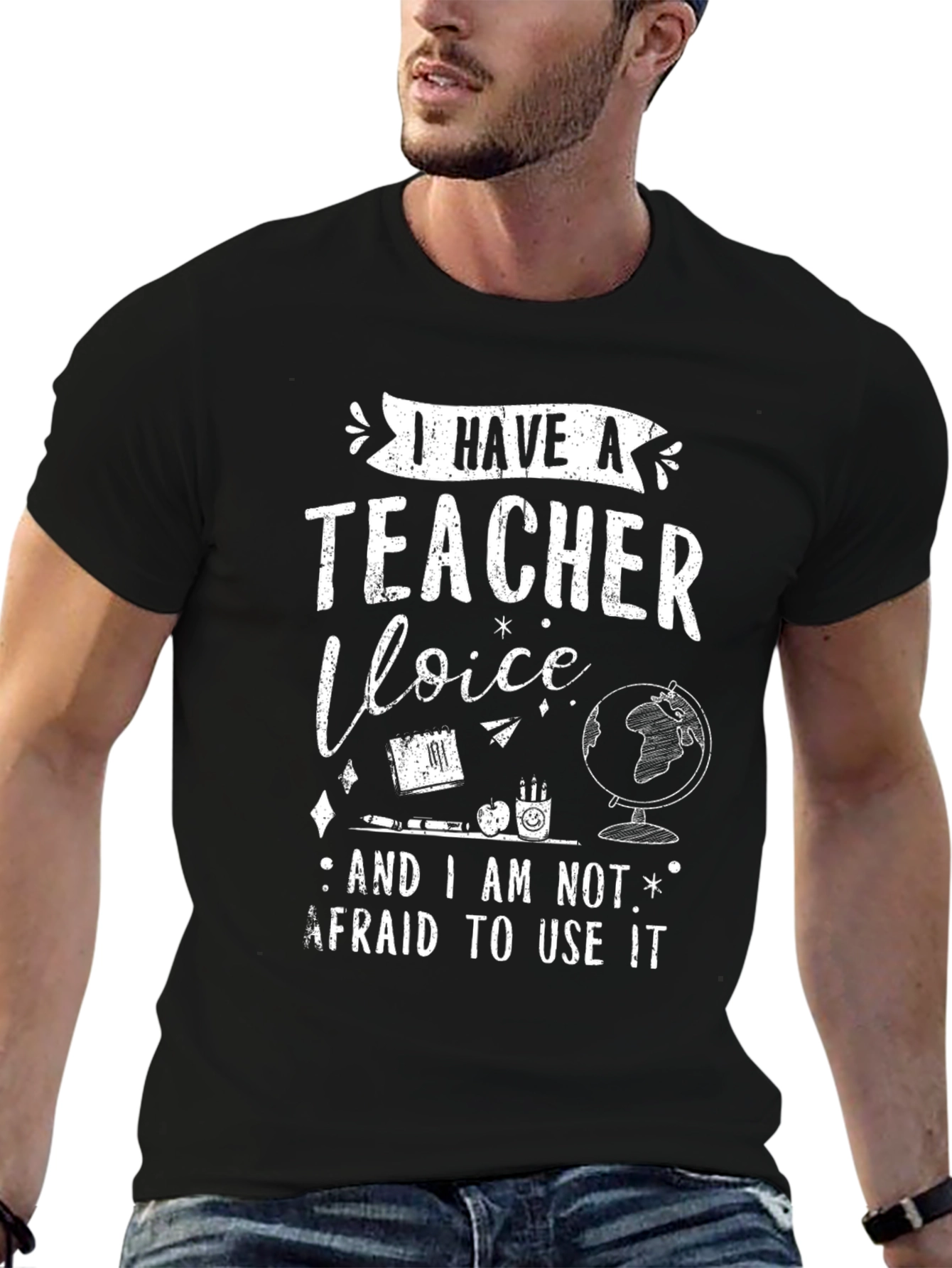 Black I Have A Teacher Voice Black Graphic Tee view 6