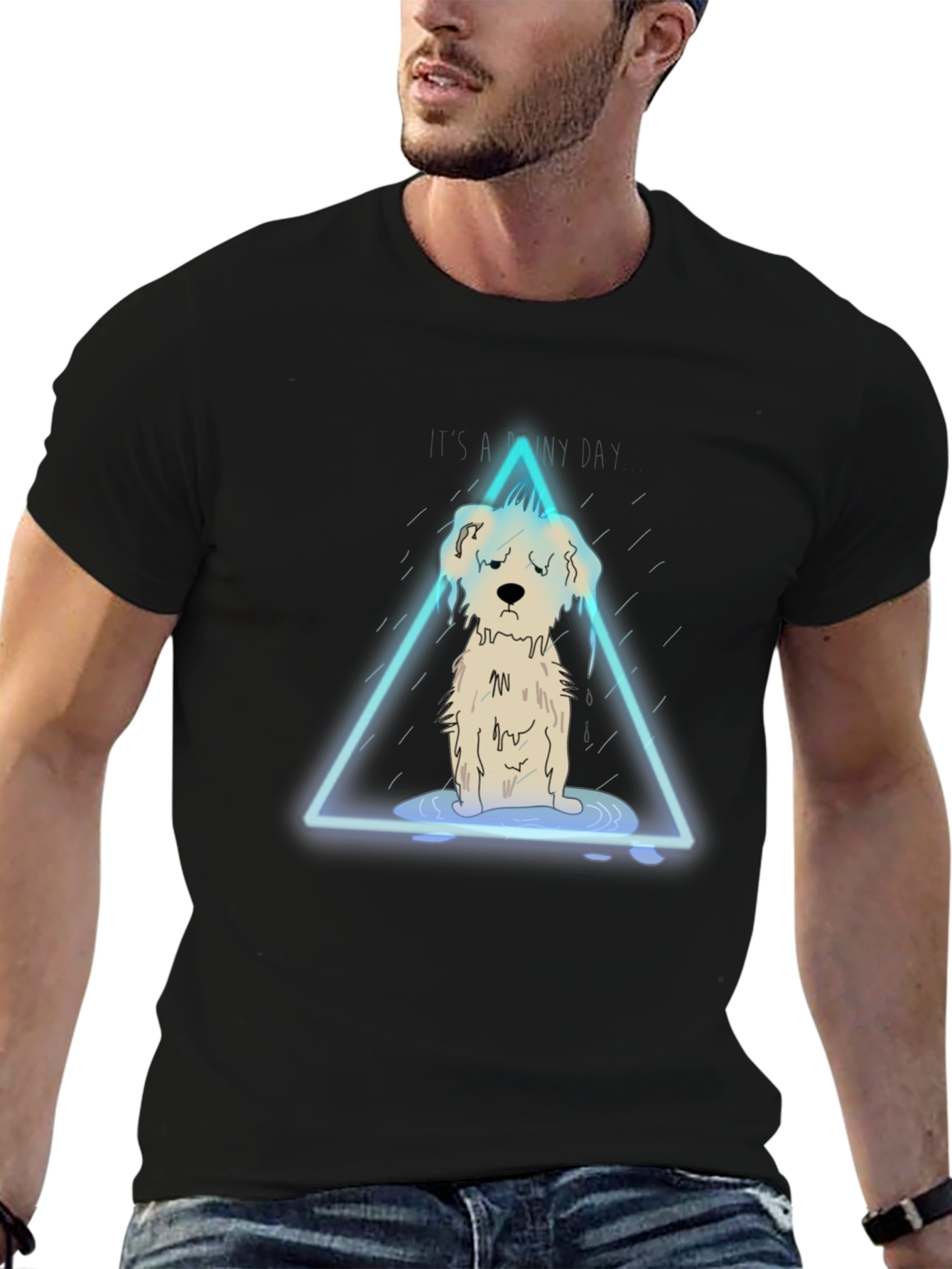 Black Sad Dog Graphic Tee - Rainy Day Vibes view 6