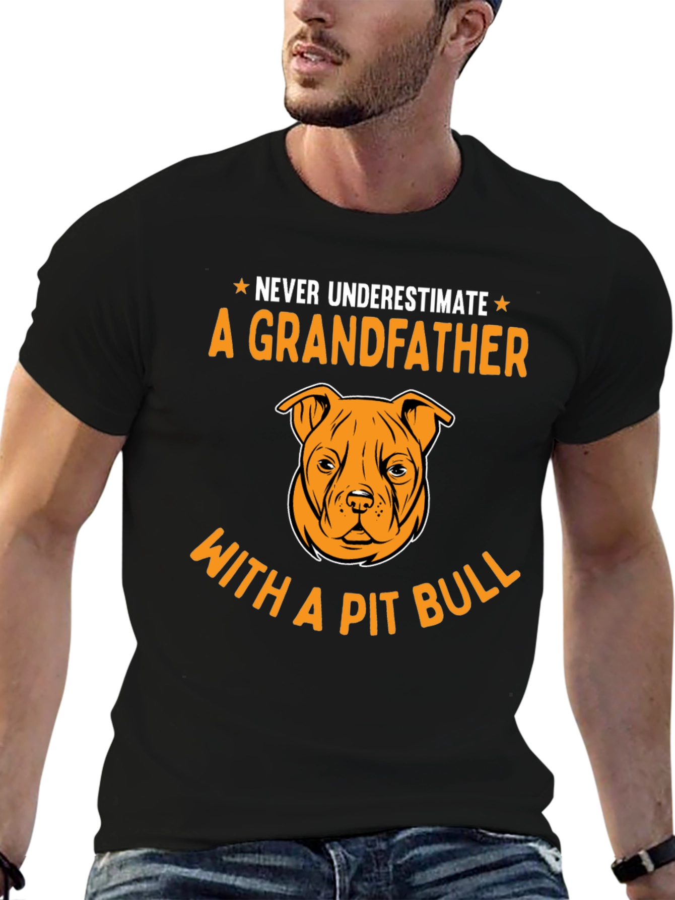 Black Grandfather Pit Bull T-Shirt view 6