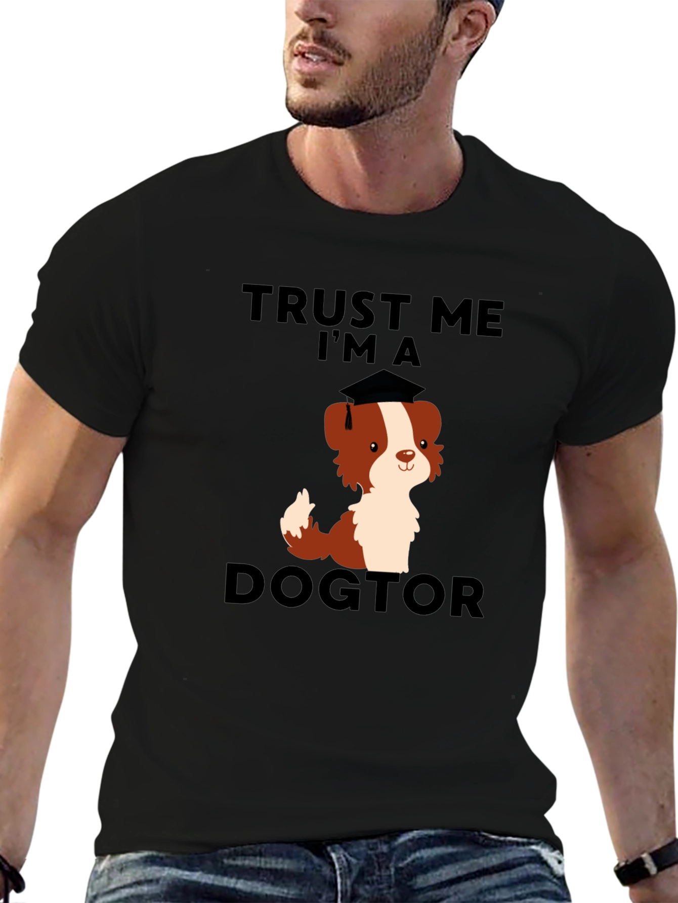 Black Trust Me, I'm a Dogtor Funny Dog Graduation T-Shirt view 6