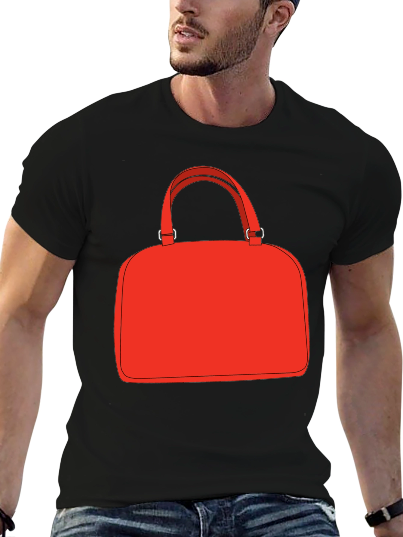 Black Red Bag Graphic Tee - Stylish Black T-Shirt view 6