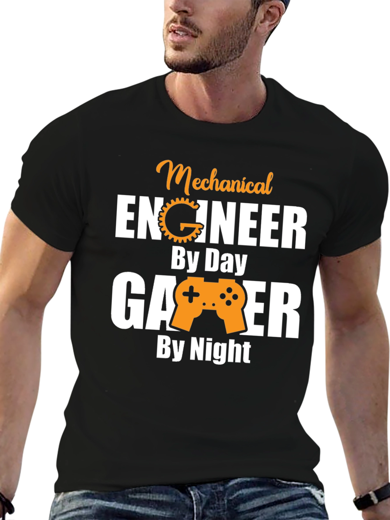 Black Mechanical Engineer Gamer T-Shirt - Black view 6