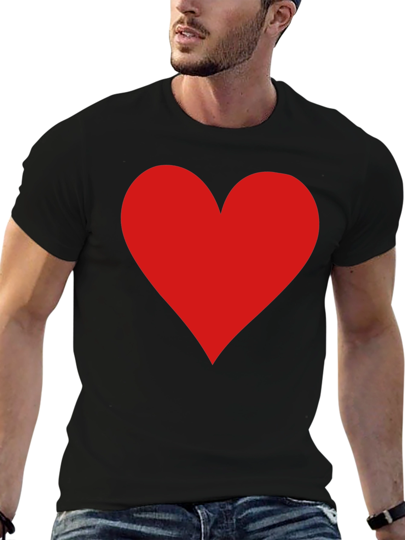 Black Red Heart Graphic Black T-Shirt - Love Tee view 6
