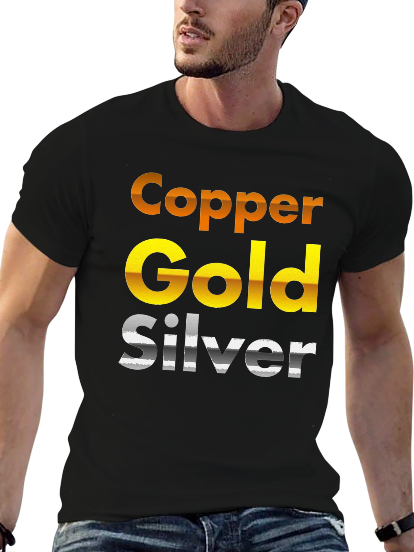 Black Copper Gold Silver T-Shirt view 6