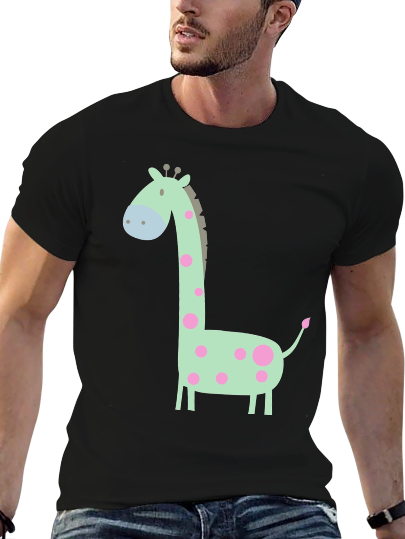 Black Giraffe Graphic Tee - Cute Cartoon Animal Shirt view 6